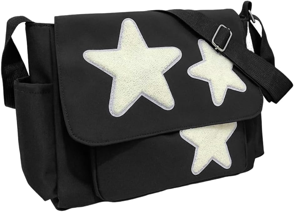Cute Messenger Bag, Aesthetic Crossbody Bag, Y2K Star Grunge Bag Emo Shoulder Tote Purse for Women - Image 1
