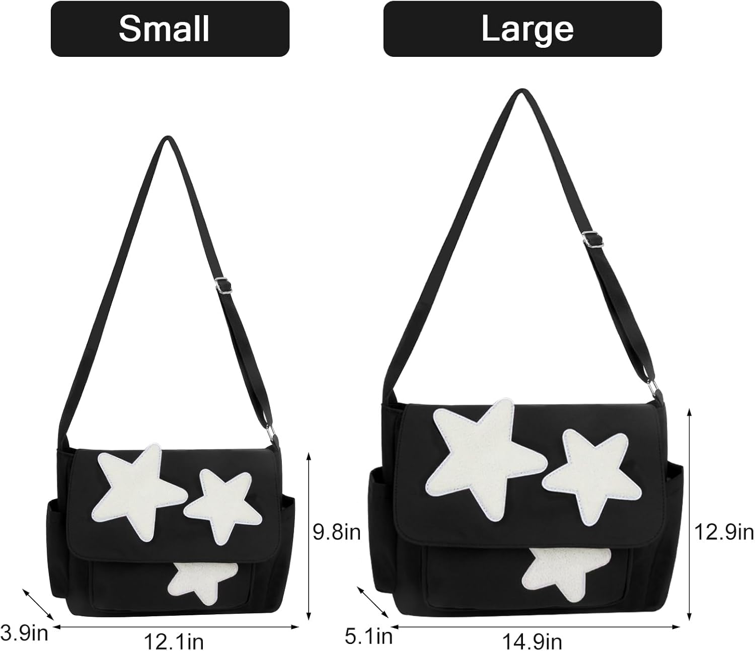 Cute Messenger Bag, Aesthetic Crossbody Bag, Y2K Star Grunge Bag Emo Shoulder Tote Purse for Women - Image 3