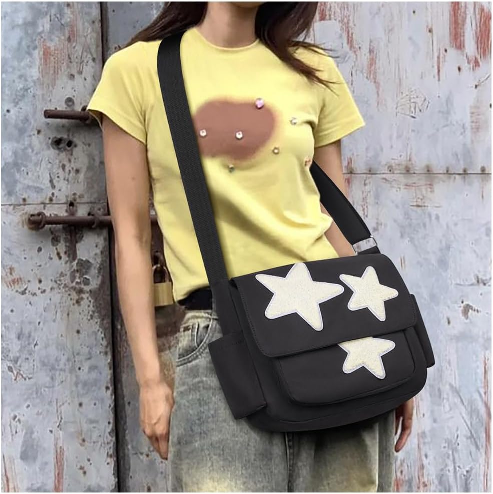 Cute Messenger Bag, Aesthetic Crossbody Bag, Y2K Star Grunge Bag Emo Shoulder Tote Purse for Women - Image 6