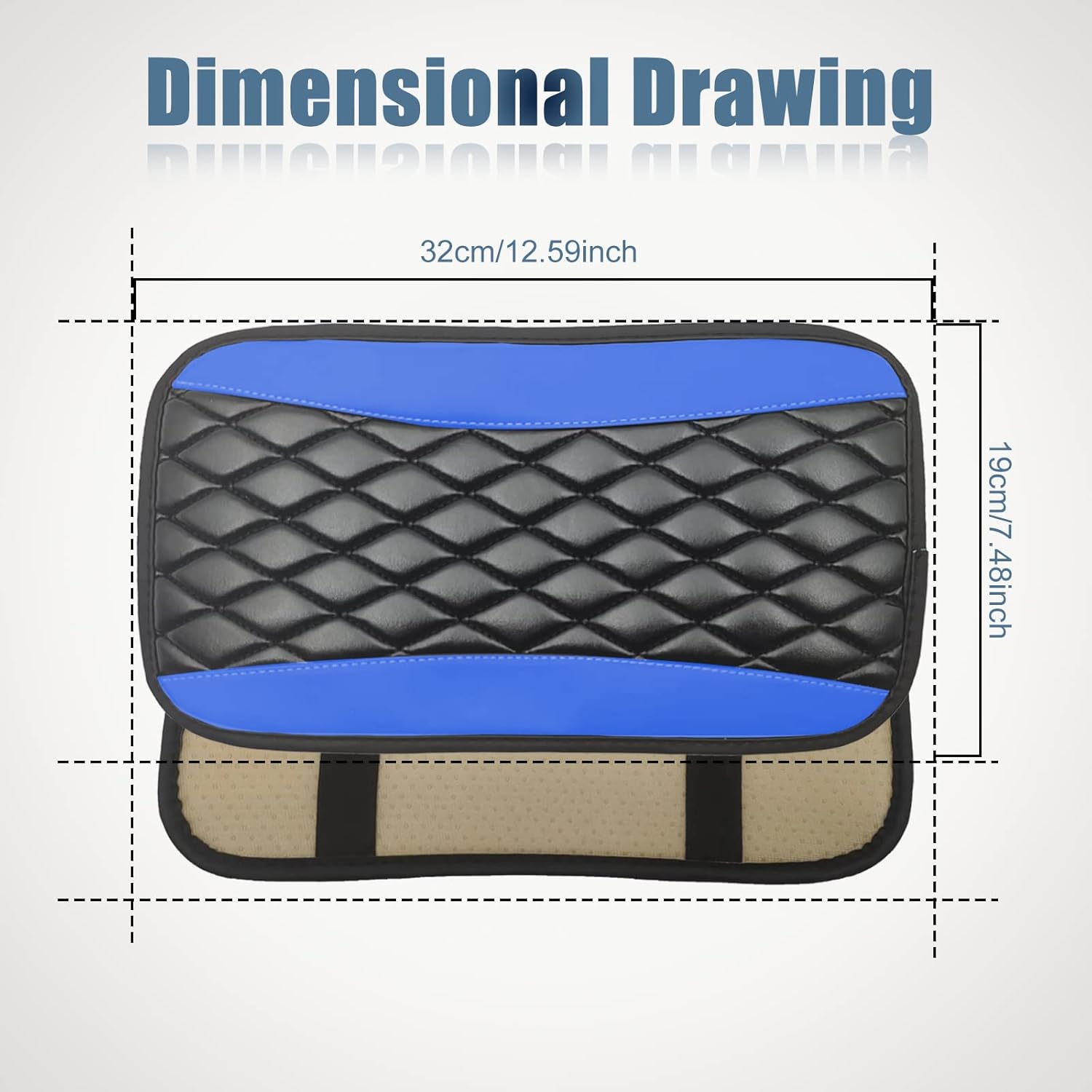 Car Center Console Cover, Universal Leather Waterproof Armrest Seat Box Cover Protector, Comfortable Car Decor Accessories Fit for Most Cars, Vehicles, SUVs -Blue - Image 2
