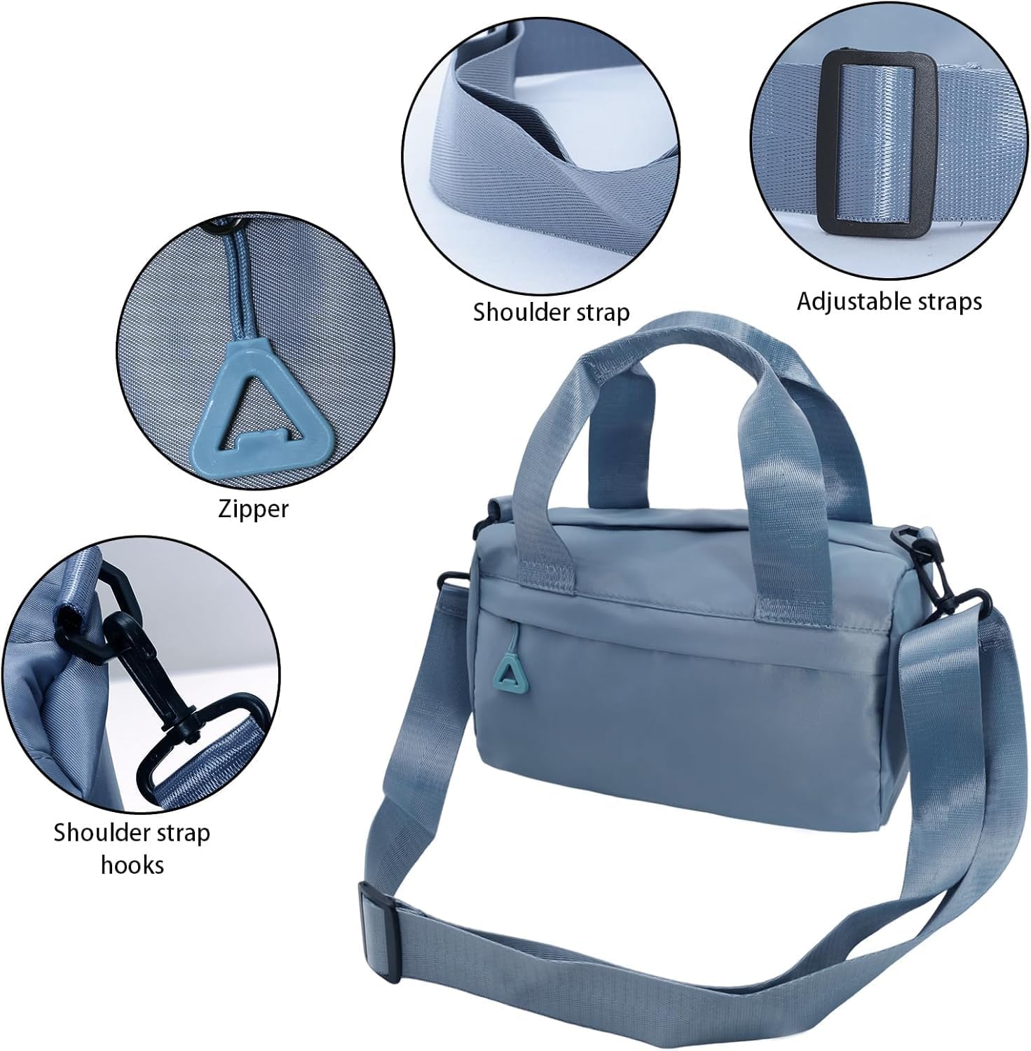 Mini Gym Bag for Women & Men Adjustable Small Duffle Bag with Detachable Strap, Waterproof Gym Tote with Wet Compartment, Portable Fitness Shoulder Bag for Sports & Travel (Black) - Image 3