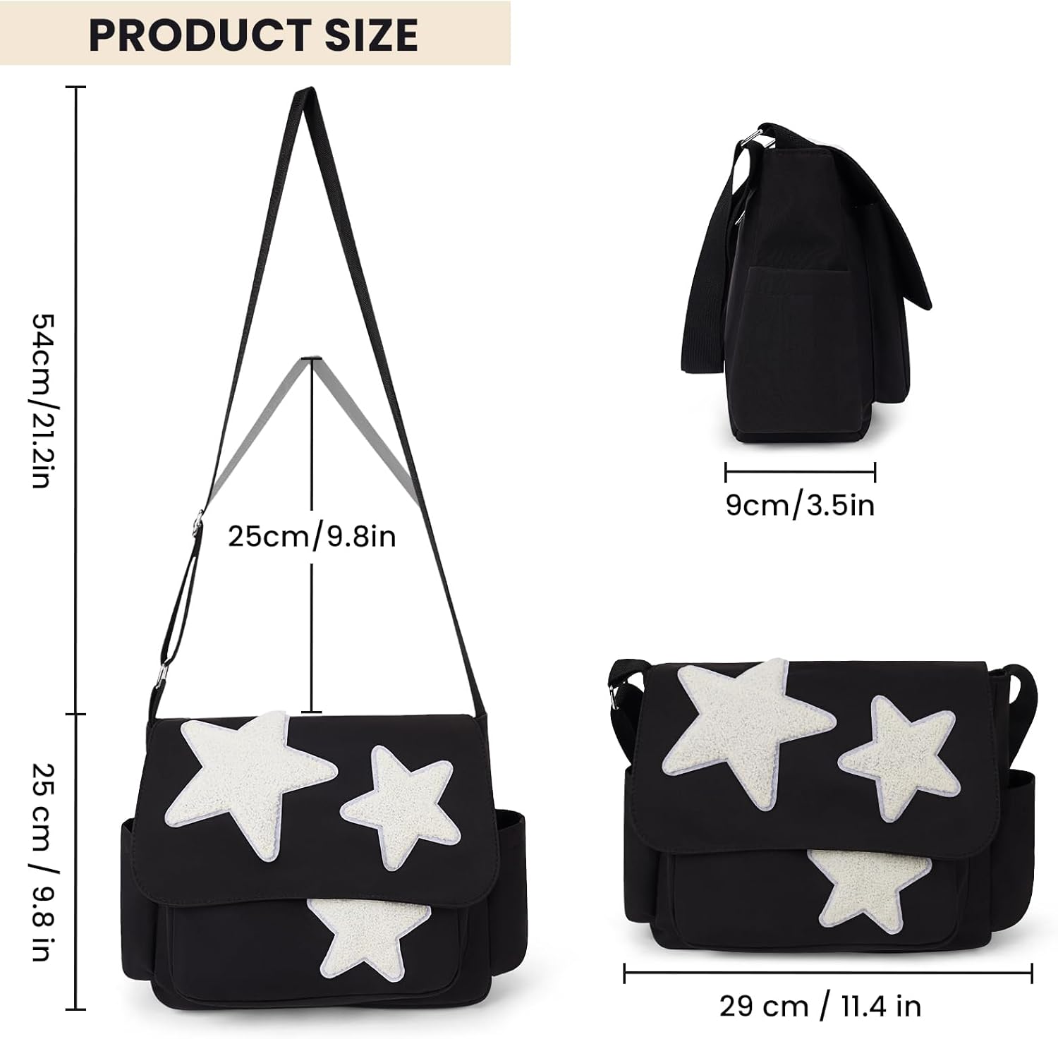 Aesthetic Messenger Bag Cute Tote Bags Y2K Star Shoulder Bag Canvas Tote Bag Kawaii Crossbody Bag for Women - Image 6
