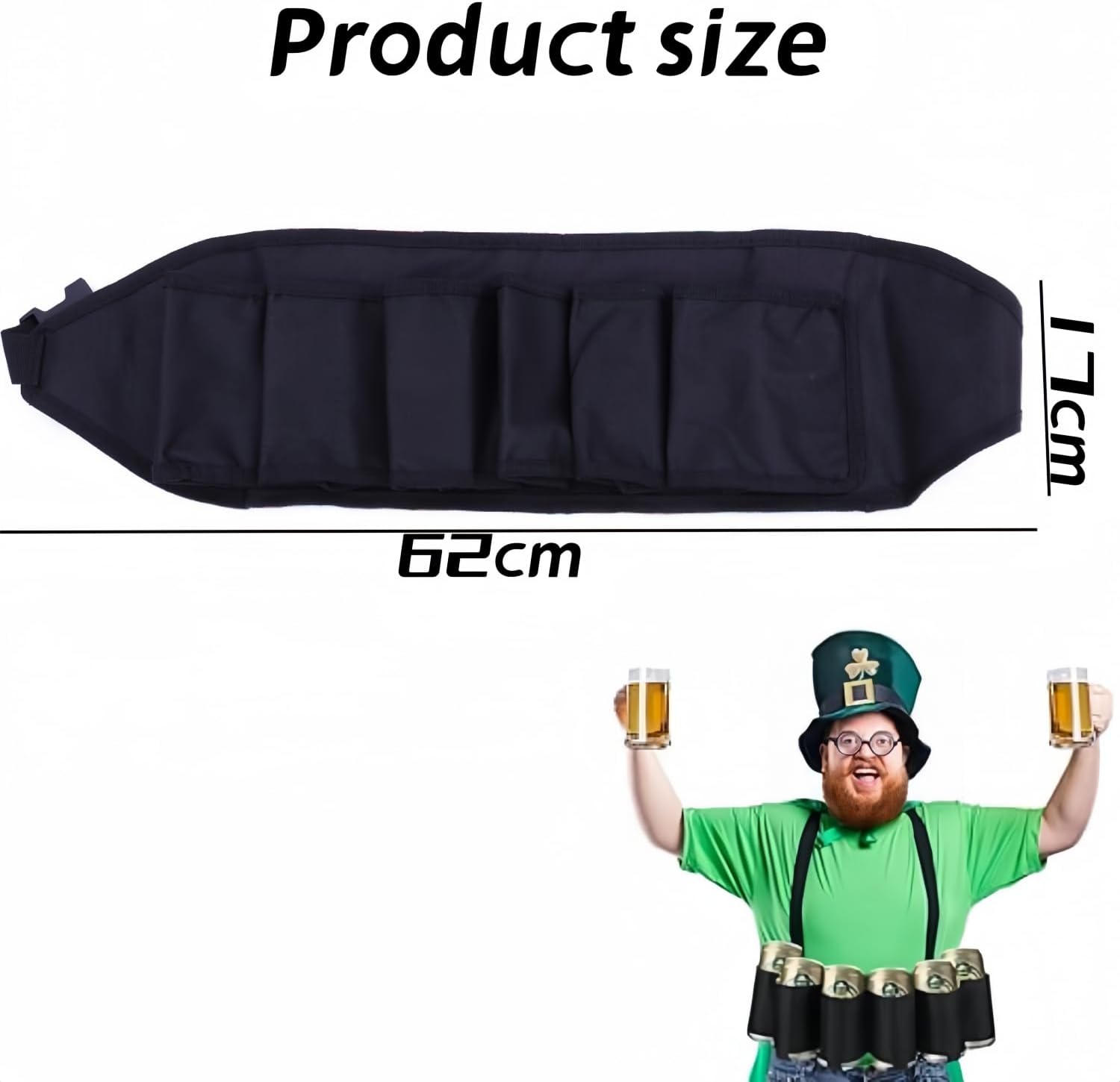 Beer Belt, Holds 6 Cans Beer Portable Bottle Waist Beer Belts for Beer Drinks Soda Can Bottles Beverage for Ouddoor Mountaineering,Camping,Hiking,Outdoor Party,Picnics etc. (Black 2pcs) - Image 2