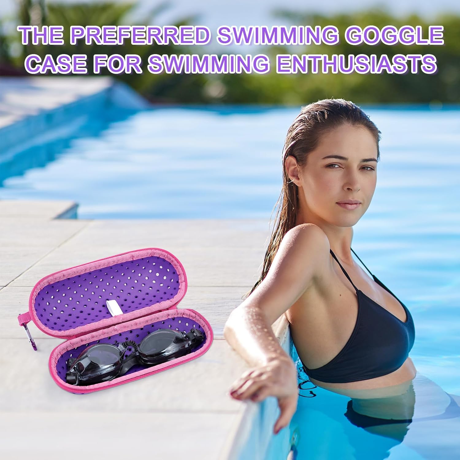 Swim Goggle Case For Swimming Goggles, Protective Cases for Goggles with Clip, Sunglasses, Goggles, Sports - Image 4