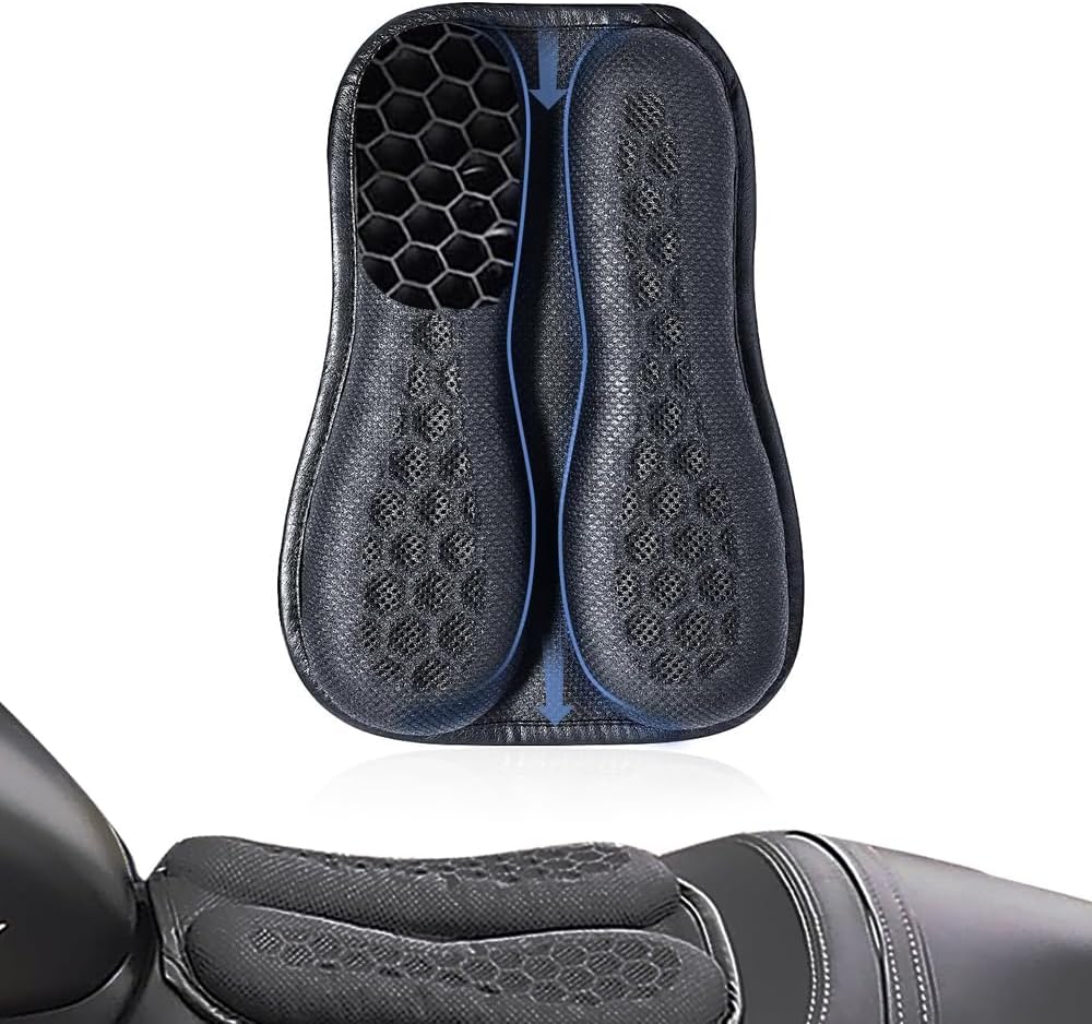 Motorcycle Seat Cushion,Pressure Relief Motorcycle Seat Pad,High Elasticity Gel 3D Honeycomb Structure for Motorbike Long Rides - Image 1