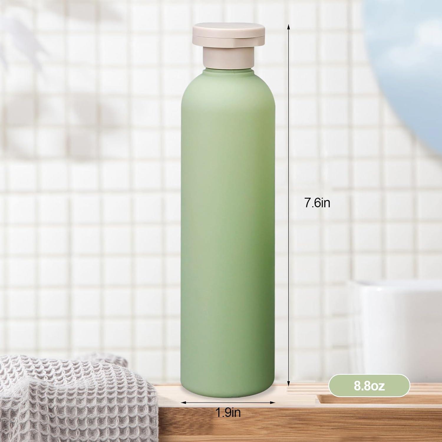 3Pcs 8.8oz Flip Top Squeeze Bottles,Reusable and Refillable Leak Proof Travel Bottles,For Lotions,Facial Creams,Shampoos,Hair Conditioner (Green) - Image 2