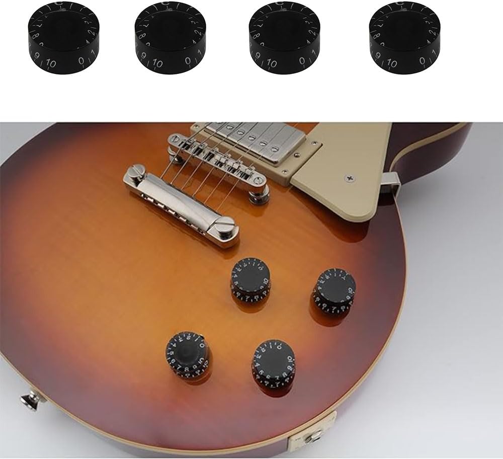 Electric Guitar Volume Knobs, 4-Pack, Acrylic Coarse Spline, Black, Compatible with Epiphone Les Paul SG - Image 3