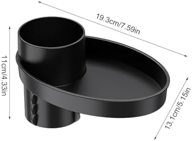 Car Seat Snack Tray, Portable Cup Holder Plate, Toddler Car Seat Cup Holder Food Tray with Expandable Base, Cup Holder Tray for Car Seats, 360° Rotatable Car Seat Tray for Kids Travel black - Image 2