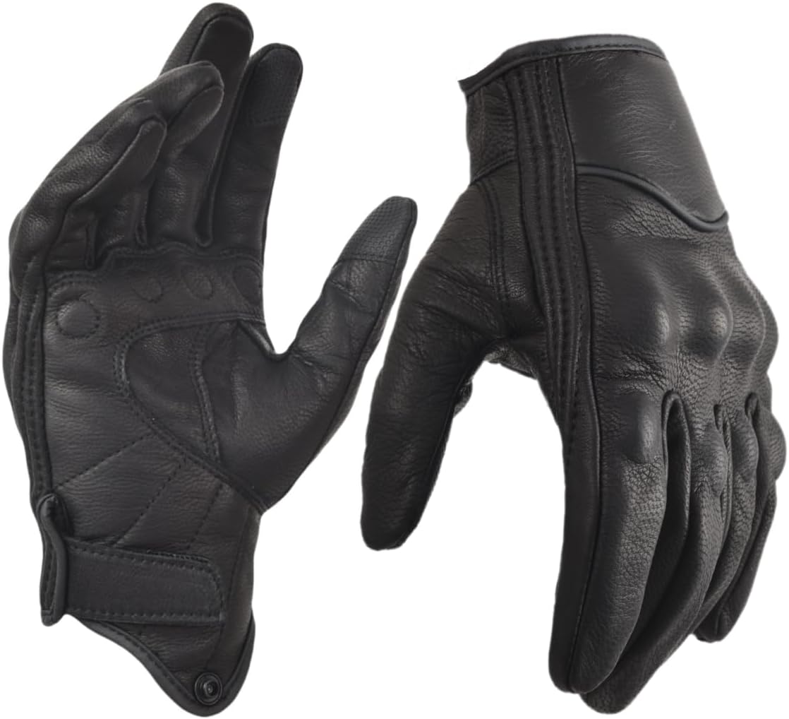 Motorcycle Leather Gloves for Men Touchscreen Motocross Gloves Moto Gloves Dirt Bike Biker Riding Gloves Black - Image 1