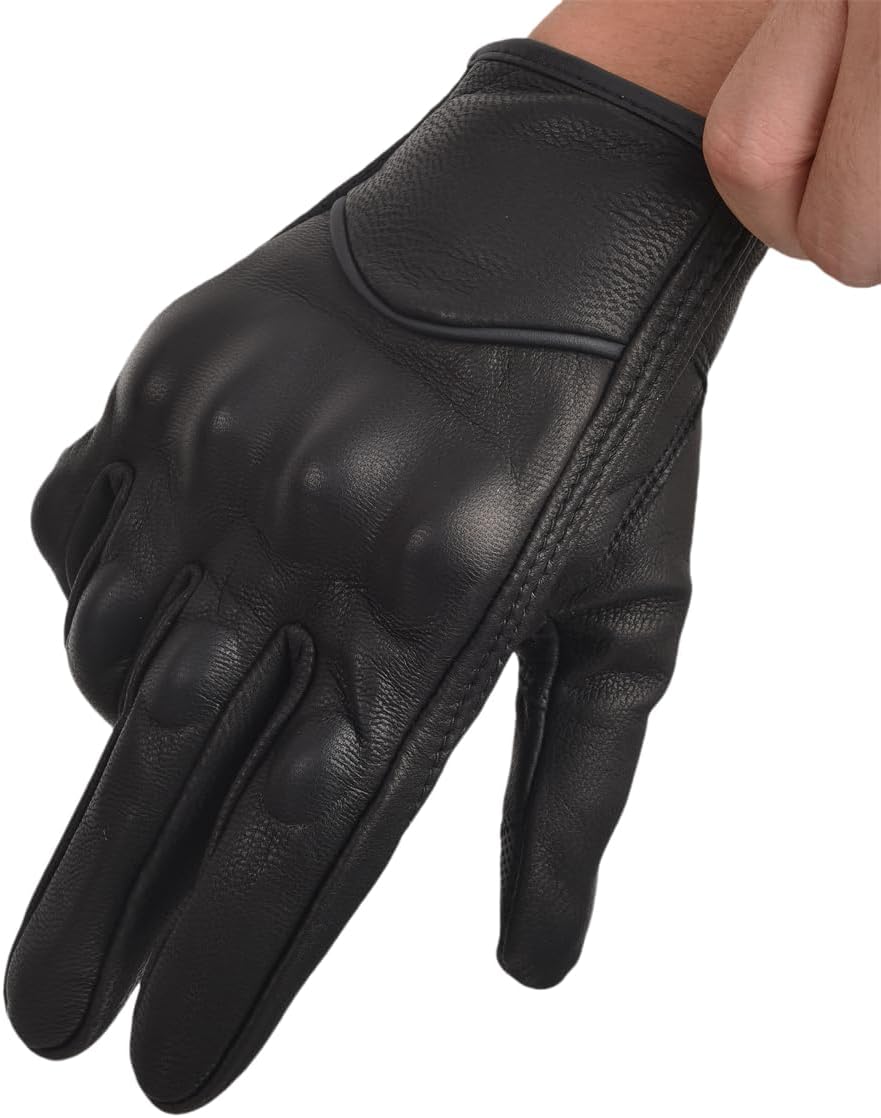Motorcycle Leather Gloves for Men Touchscreen Motocross Gloves Moto Gloves Dirt Bike Biker Riding Gloves Black - Image 6