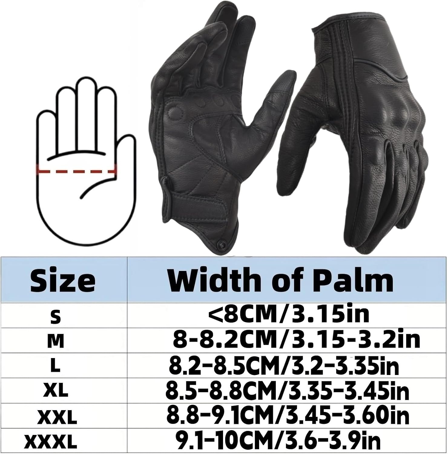 Motorcycle Leather Gloves for Men Touchscreen Motocross Gloves Moto Gloves Dirt Bike Biker Riding Gloves Black - Image 7