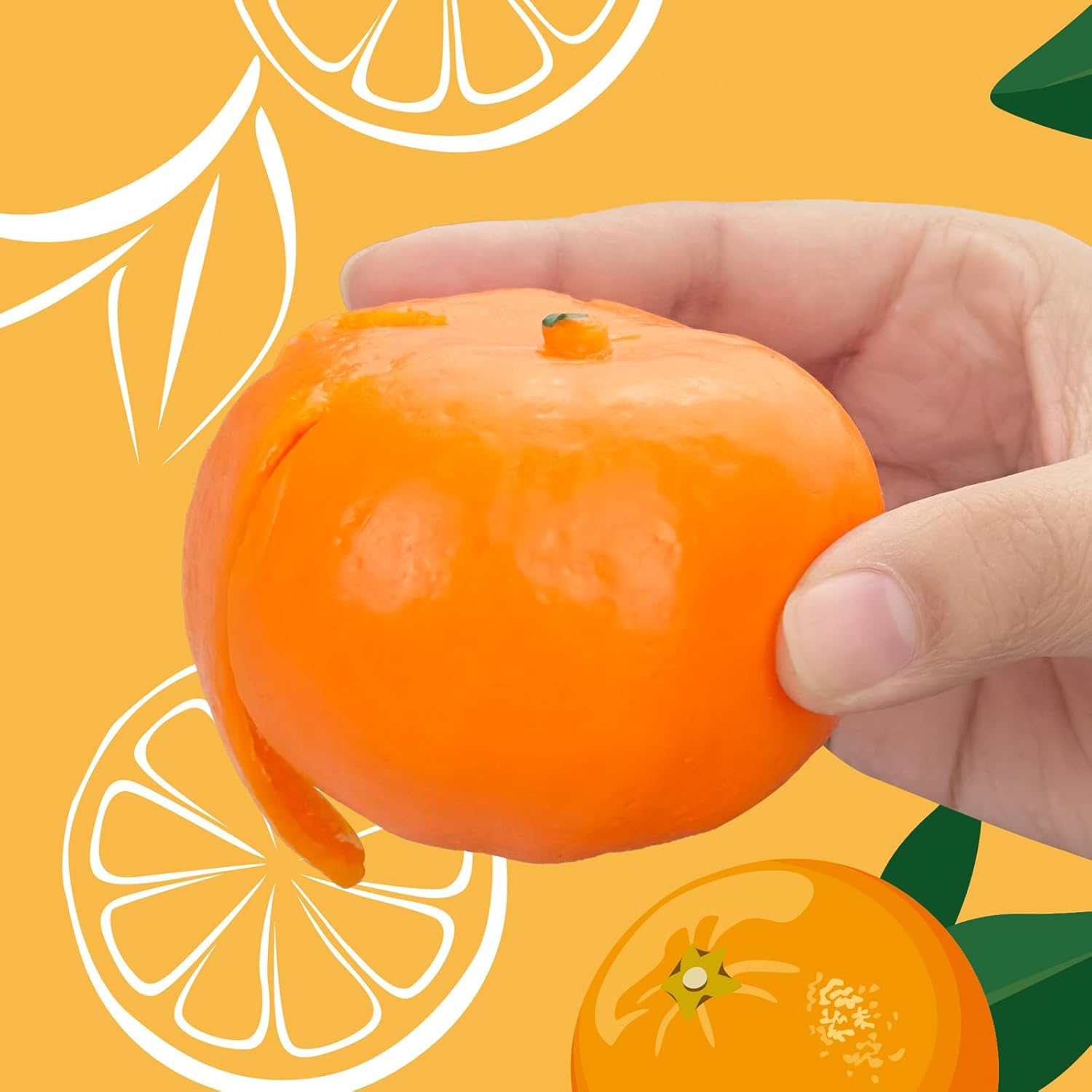 Tangerine Squishies Stress Relief Soft Scented Simulation Orange Fruit Squeeze Toys Cute Birthday Gift Novelty Toy for Kid Adult (Orange) - Image 2