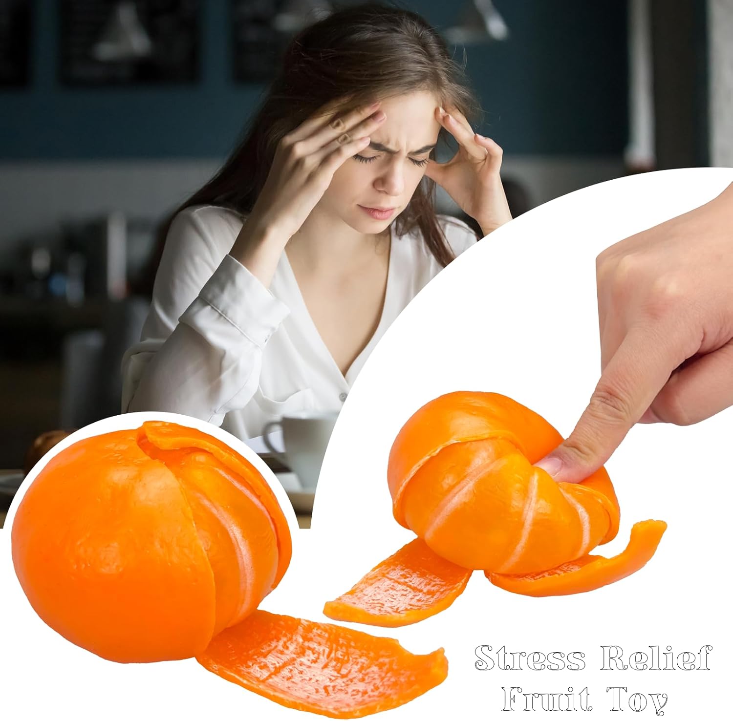 Tangerine Squishies Stress Relief Soft Scented Simulation Orange Fruit Squeeze Toys Cute Birthday Gift Novelty Toy for Kid Adult (Orange) - Image 6