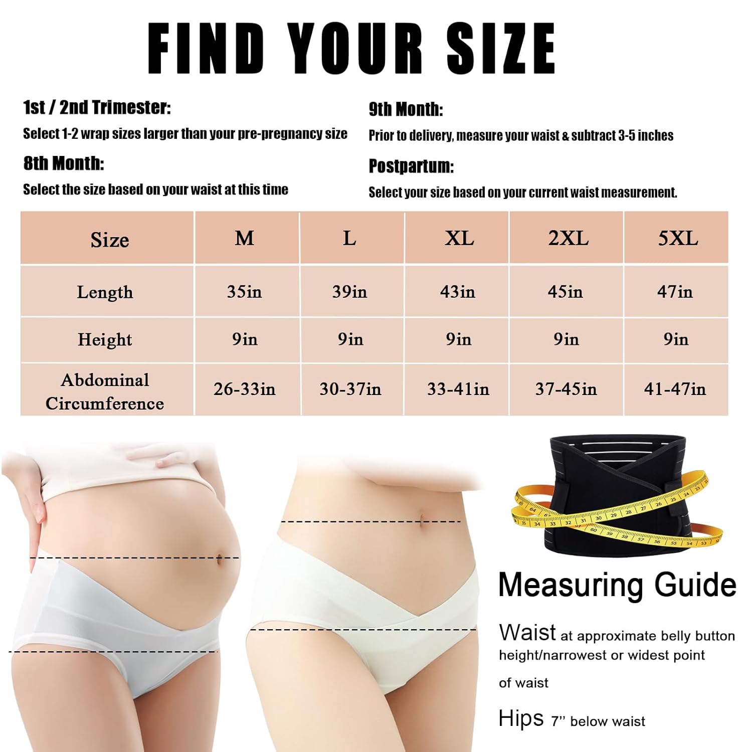 Elastic Postpartum Belly Wrap, Breathable Abdominal Binder, Skin Friendly Post Partum Belly Band, Body Slimming C Section Postpartum Belly Wrap (Black, XX-Large) - Image 2