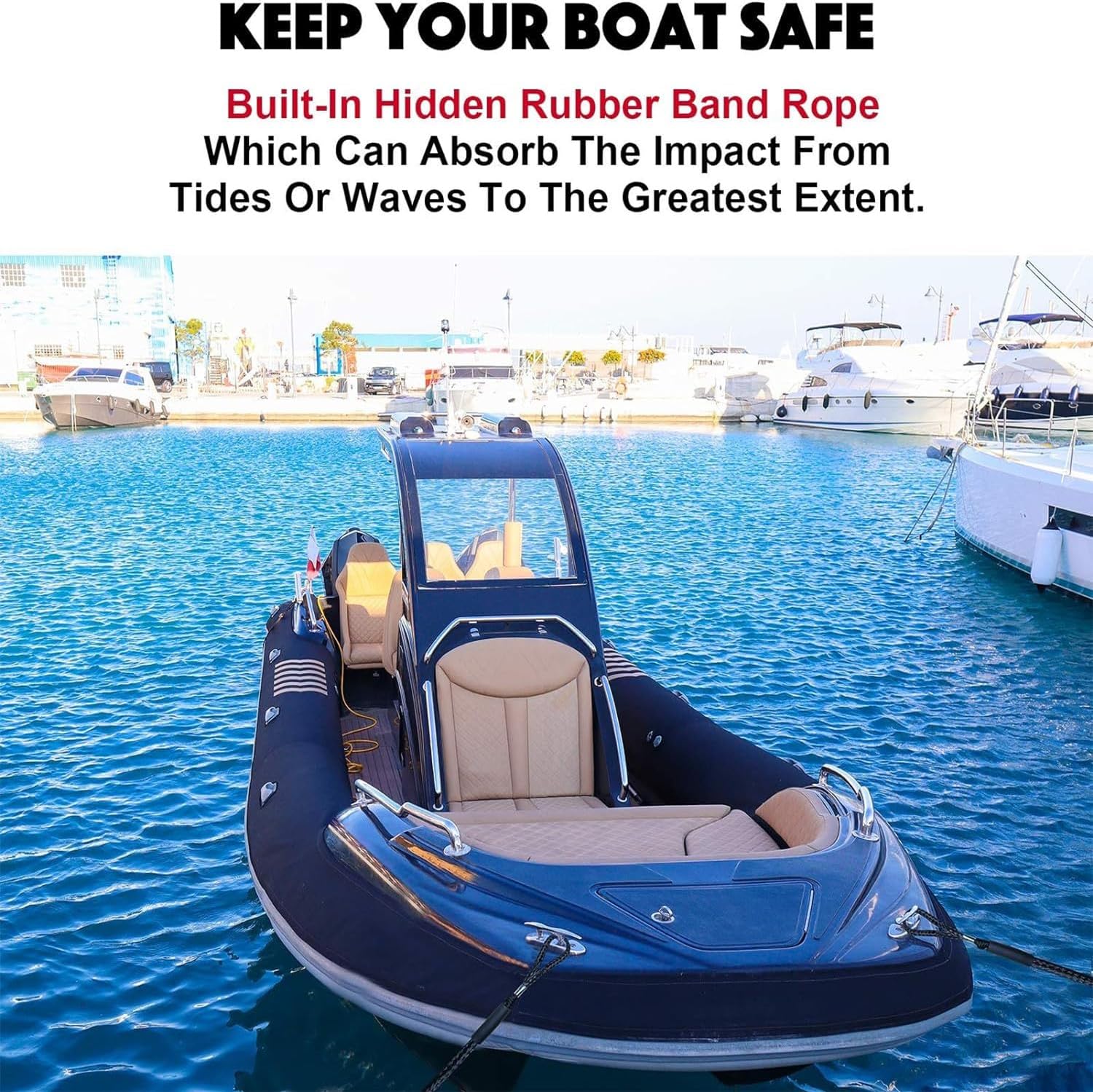 Boat Bungee Dock Lines Boat Marine Rope, Jet Ski Dock, Boating Seadoo Pontoon Waverunner Accessories (Blue, 2 Pcs with Buckles) - Image 7