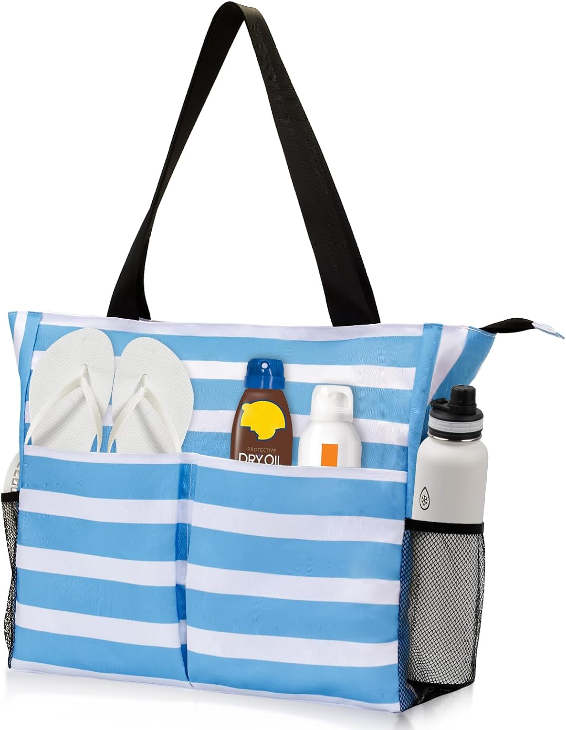 Jercery Waterproof Beach Bags for Women Vacation, Large Beach Tote Bag with Zipper for Travel, Pool, Swimming, Shopping - Image 1