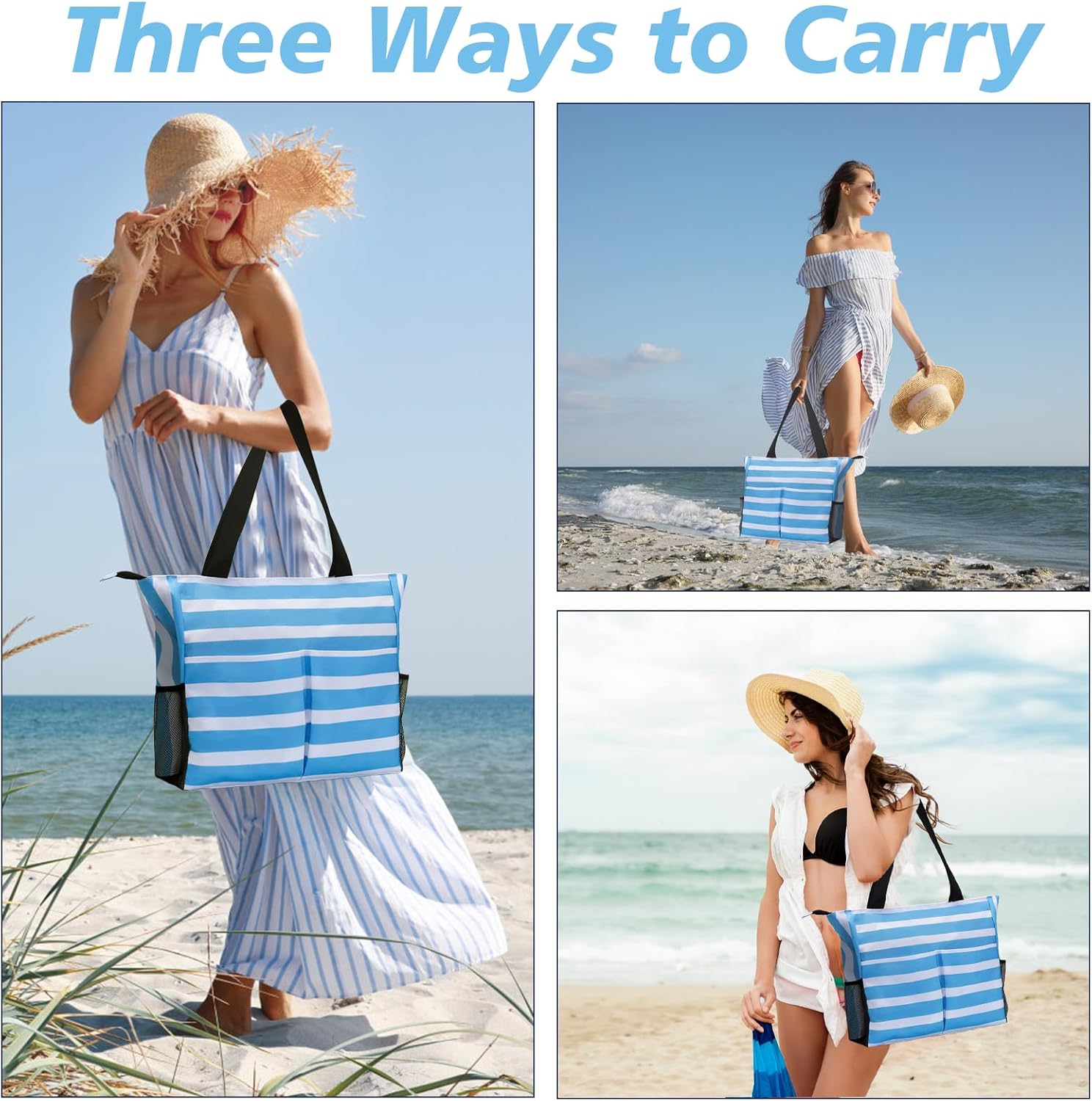 Jercery Waterproof Beach Bags for Women Vacation, Large Beach Tote Bag with Zipper for Travel, Pool, Swimming, Shopping - Image 5