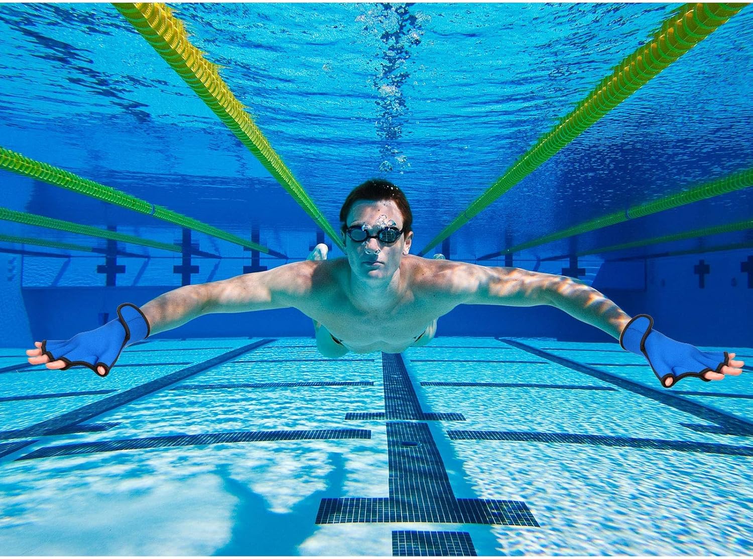 2 Pairs Swimming Gloves Swim Training Gloves Neoprene Gloves Webbed Fitness Water Resistance Training Gloves for Swimming Diving with Wrist Strap - Image 6