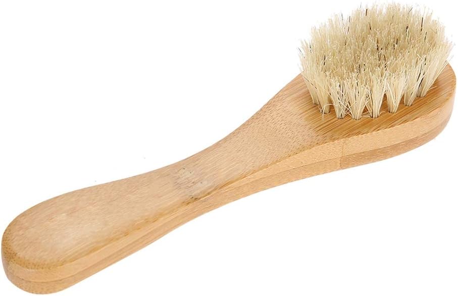 Face Brush, Wooden Handle Manual Face Dry Brush, Bristles Exfoliating Face Brushes for Dry Brushing and Scrubbing Suitable for Men and Women - Image 1