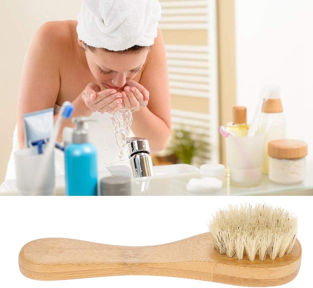 Face Brush, Wooden Handle Manual Face Dry Brush, Bristles Exfoliating Face Brushes for Dry Brushing and Scrubbing Suitable for Men and Women - Image 2