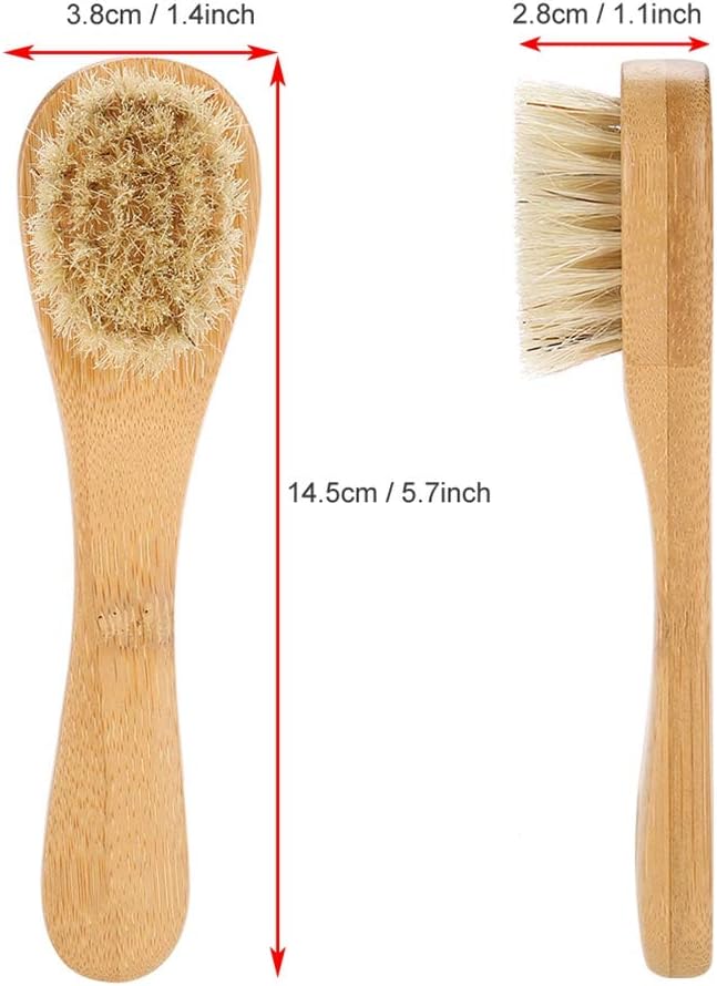 Face Brush, Wooden Handle Manual Face Dry Brush, Bristles Exfoliating Face Brushes for Dry Brushing and Scrubbing Suitable for Men and Women - Image 4