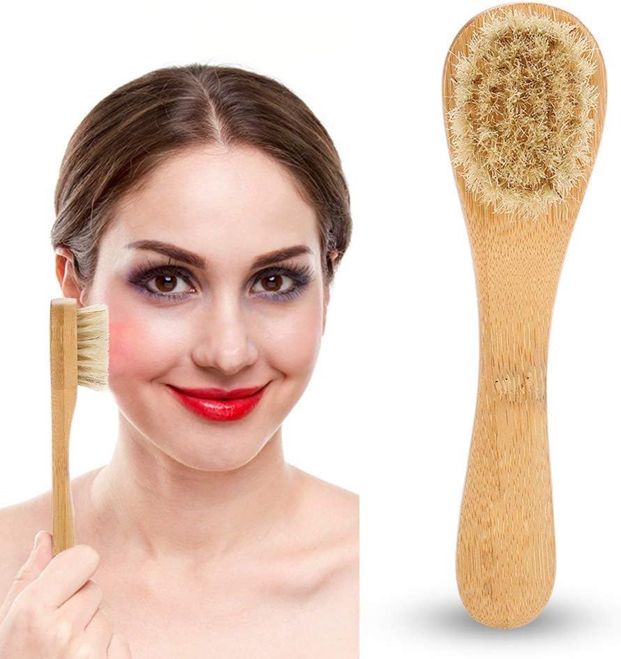 Face Brush, Wooden Handle Manual Face Dry Brush, Bristles Exfoliating Face Brushes for Dry Brushing and Scrubbing Suitable for Men and Women - Image 6