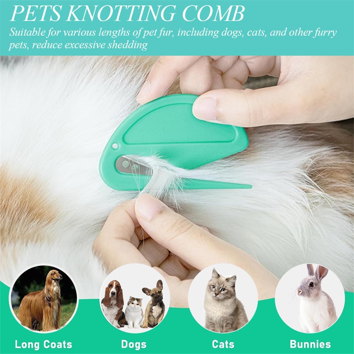 Knotting Comb 6Pcs Pet Hair Remover Knot Combs Letter Opener Mail Envelope Wrapping Paper Cutter with Safe Plastic Handle for Cats Dogs Letters - Image 6