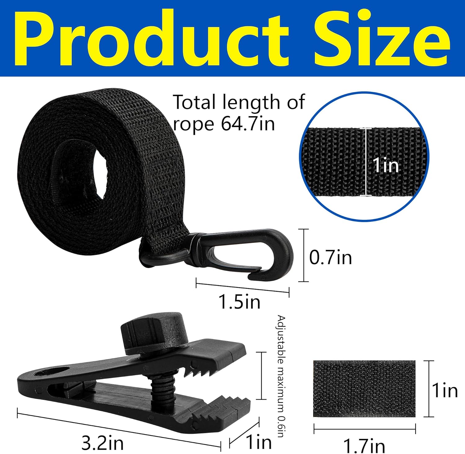 24 Pcs Pool Solar Cover Reel Attachment Kit, Inground Swimming Pool Solar Cover Straps and Clips, Solar Blanket Straps Kit Including 8 Straps with Hooks, 8 Clips and 8 Touch Fastener - Image 2