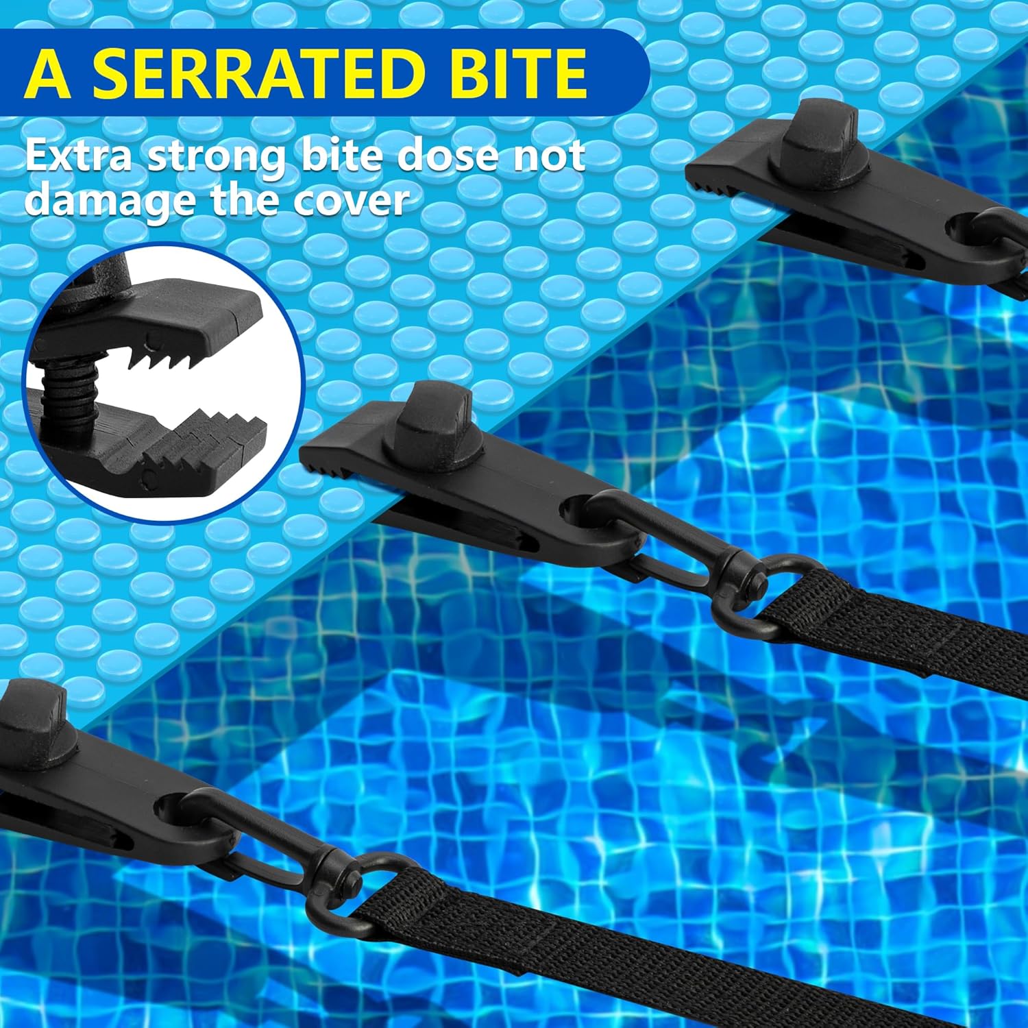 24 Pcs Pool Solar Cover Reel Attachment Kit, Inground Swimming Pool Solar Cover Straps and Clips, Solar Blanket Straps Kit Including 8 Straps with Hooks, 8 Clips and 8 Touch Fastener - Image 3
