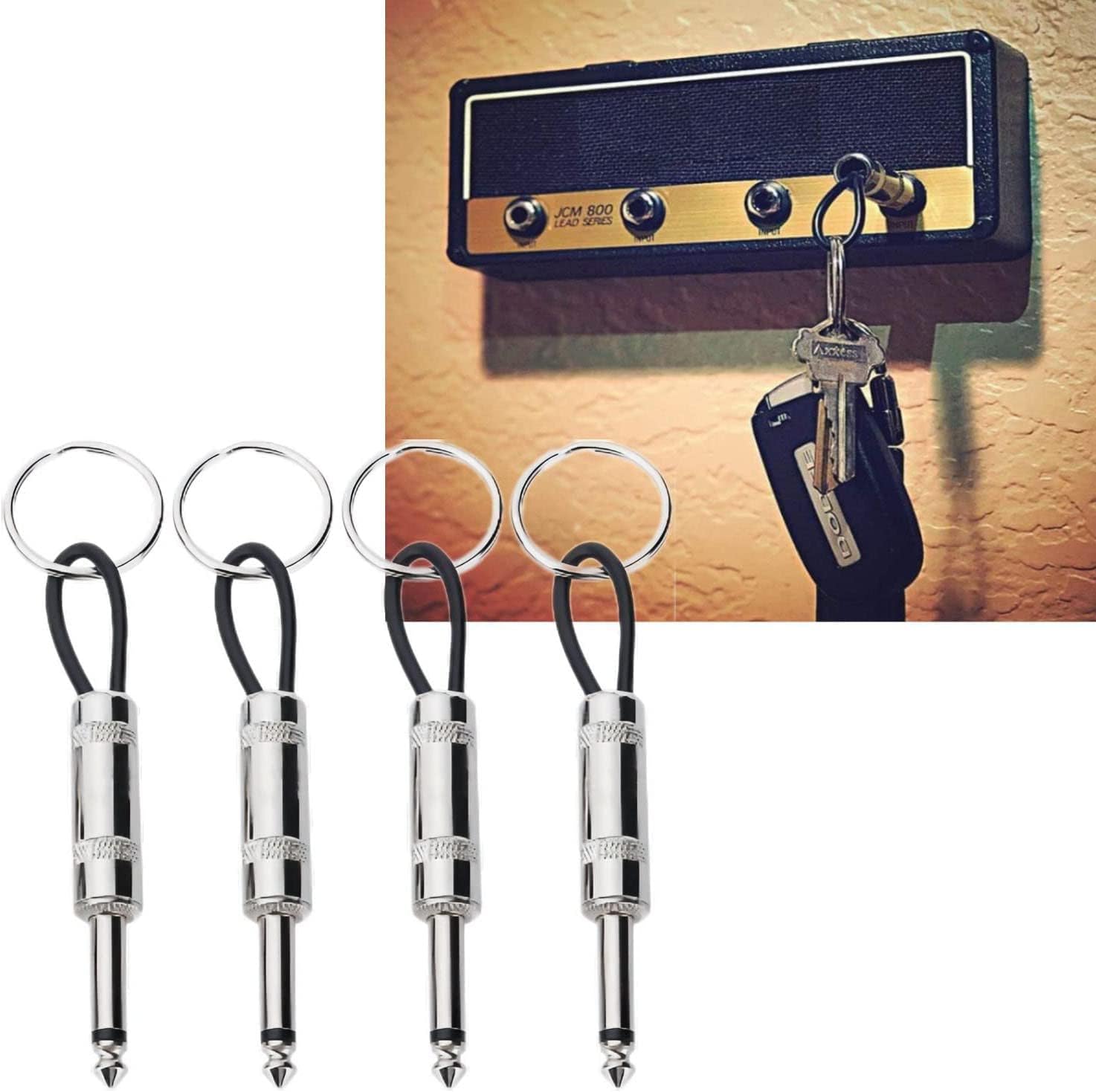 4-Piece Guitar Amplifier Keychain Set - 6.35mm Audio Plug Keyring - Music Gift for Recording Studio, Rehearsal Space, Guitar Lover Decoration - Image 3