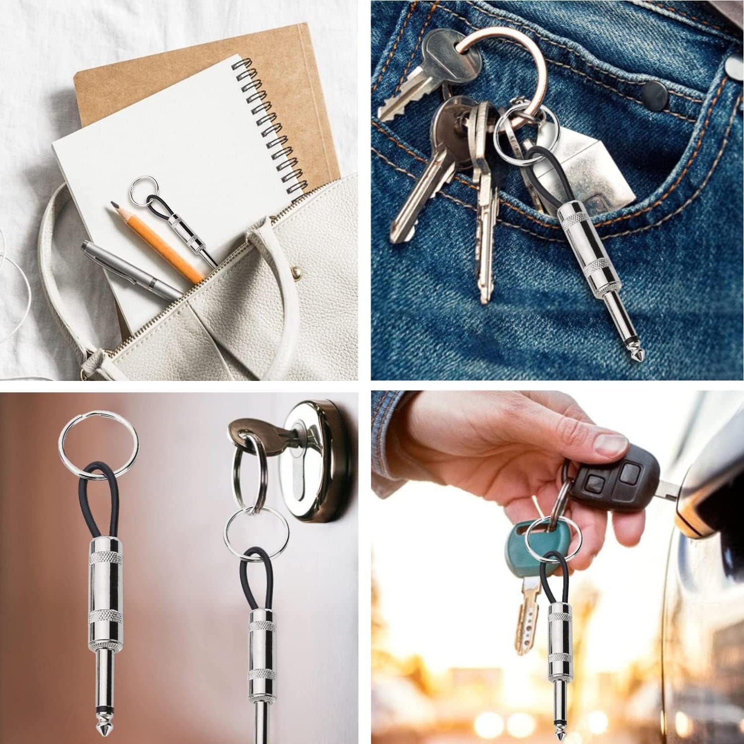 4-Piece Guitar Amplifier Keychain Set - 6.35mm Audio Plug Keyring - Music Gift for Recording Studio, Rehearsal Space, Guitar Lover Decoration - Image 5