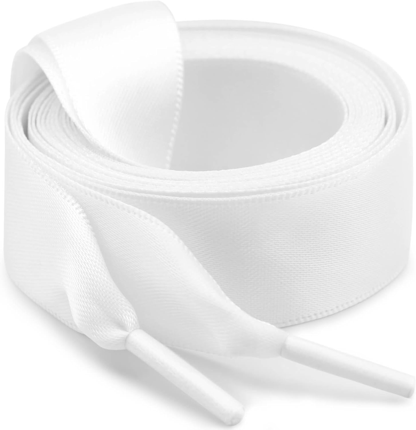 Flat Satin Ribbon Shoelaces: 2cm Wide Silk Shoe Laces for Women -2 Pair - Image 1