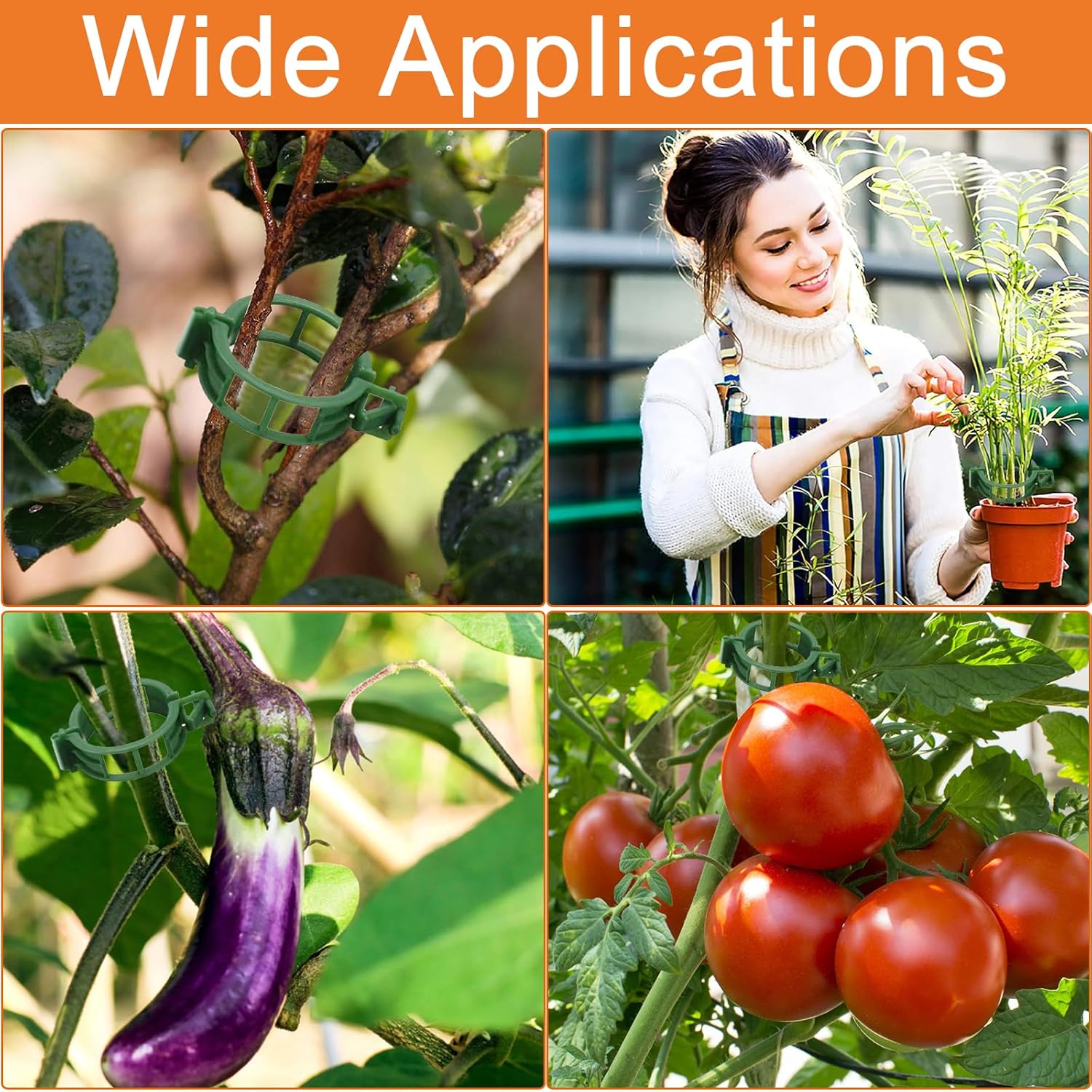 Tomato Clips for Climbing Plants, 300 Pcs Reusable Plastic Tomato Plant Clips for Climbing Plants,Tomato Trellis Clips for Plants Support - Image 3