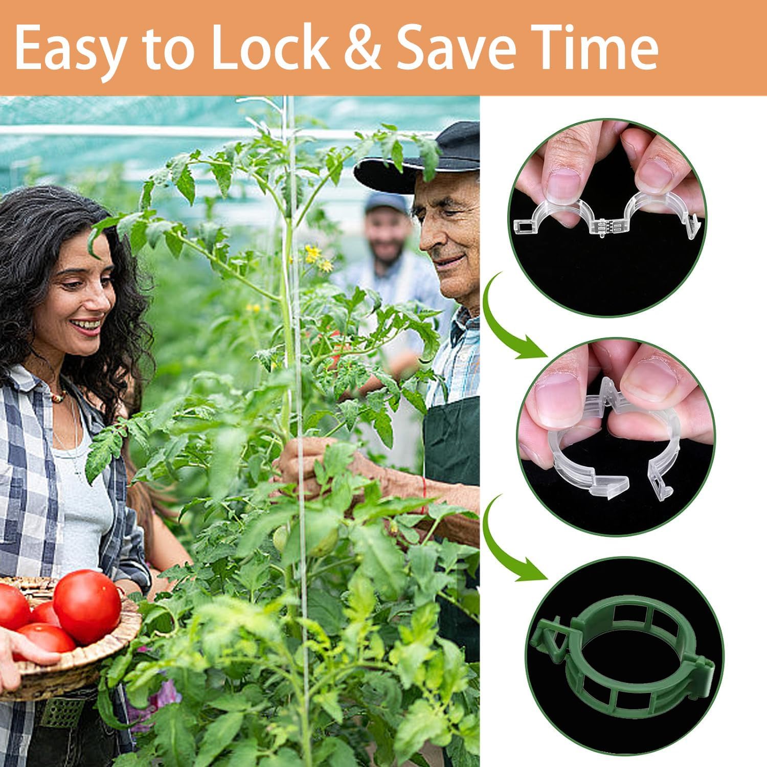 Tomato Clips for Climbing Plants, 300 Pcs Reusable Plastic Tomato Plant Clips for Climbing Plants,Tomato Trellis Clips for Plants Support - Image 4