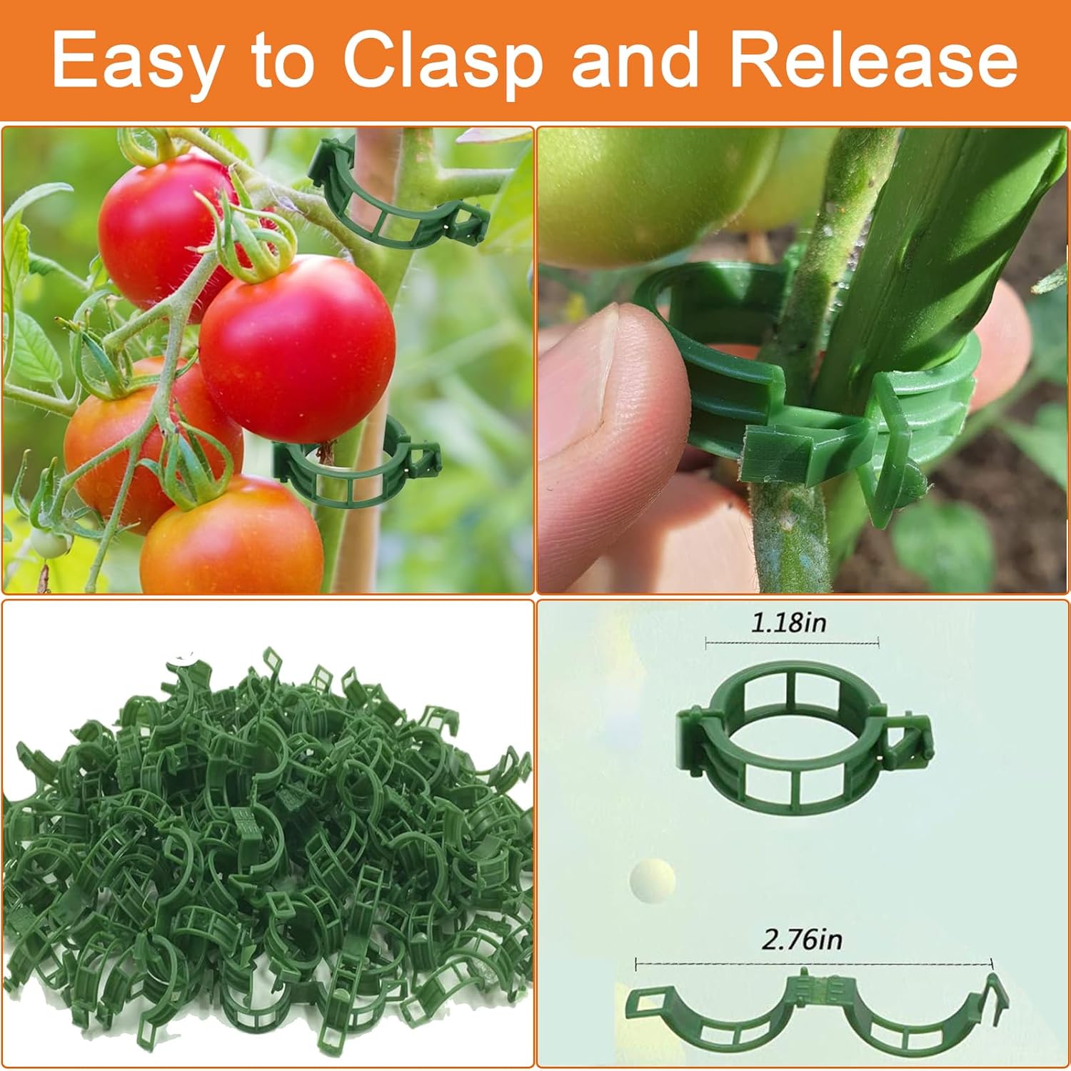 Tomato Clips for Climbing Plants, 300 Pcs Reusable Plastic Tomato Plant Clips for Climbing Plants,Tomato Trellis Clips for Plants Support - Image 7