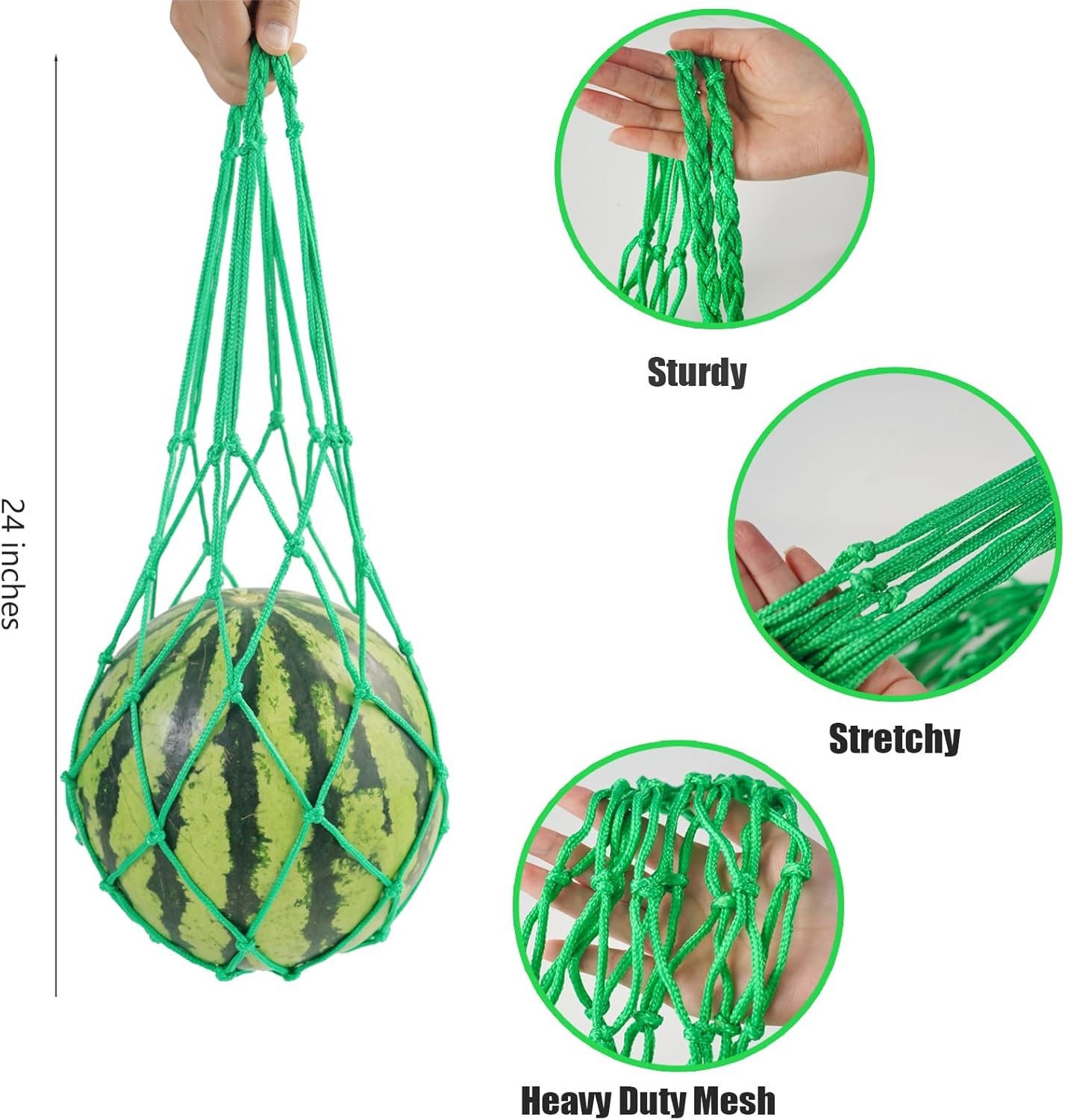 10Pack Melon Hammock Watermelon Nets with 20 Cable Zip Ties, Heavy Duty Watermelon Honeydew Net for Garden Trellis Vertical Garden Growing - Image 3