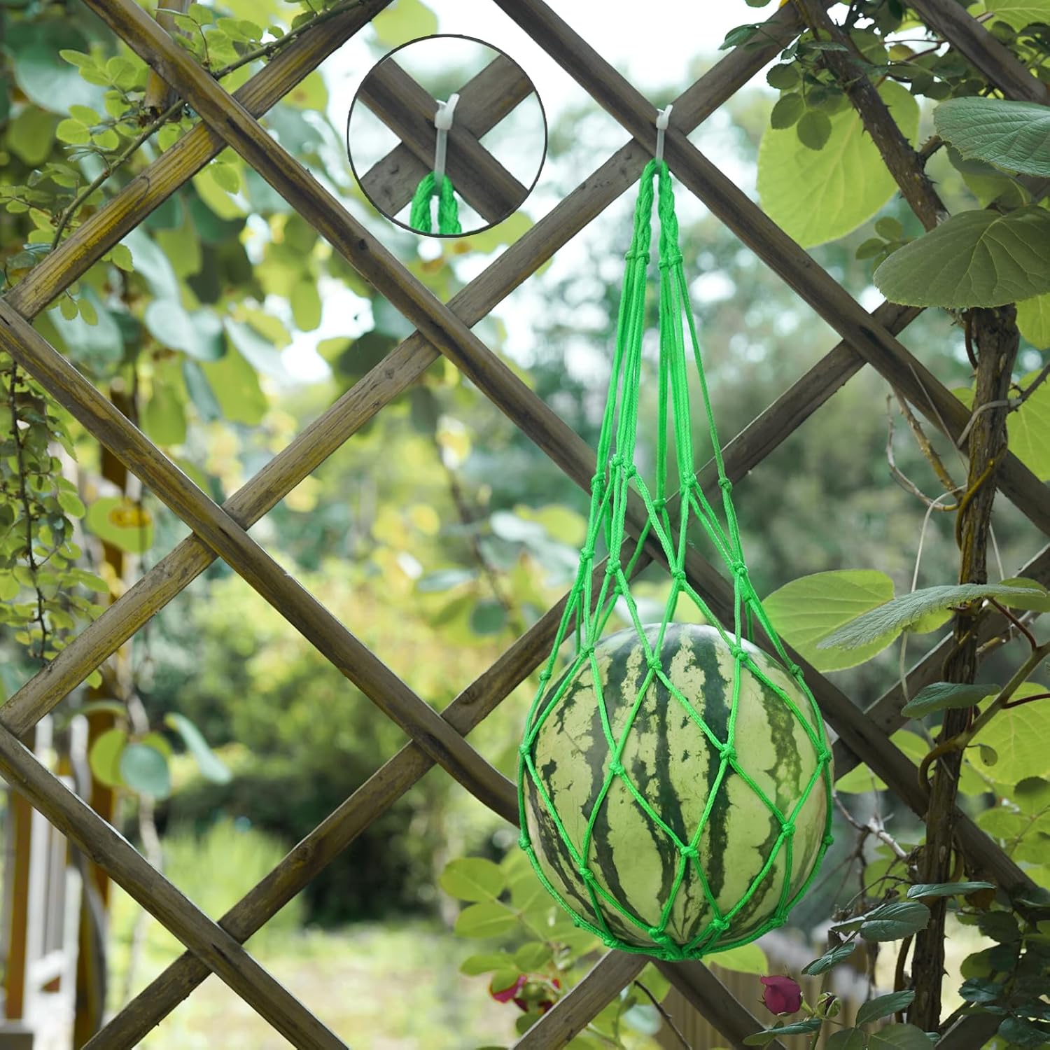 10Pack Melon Hammock Watermelon Nets with 20 Cable Zip Ties, Heavy Duty Watermelon Honeydew Net for Garden Trellis Vertical Garden Growing - Image 4