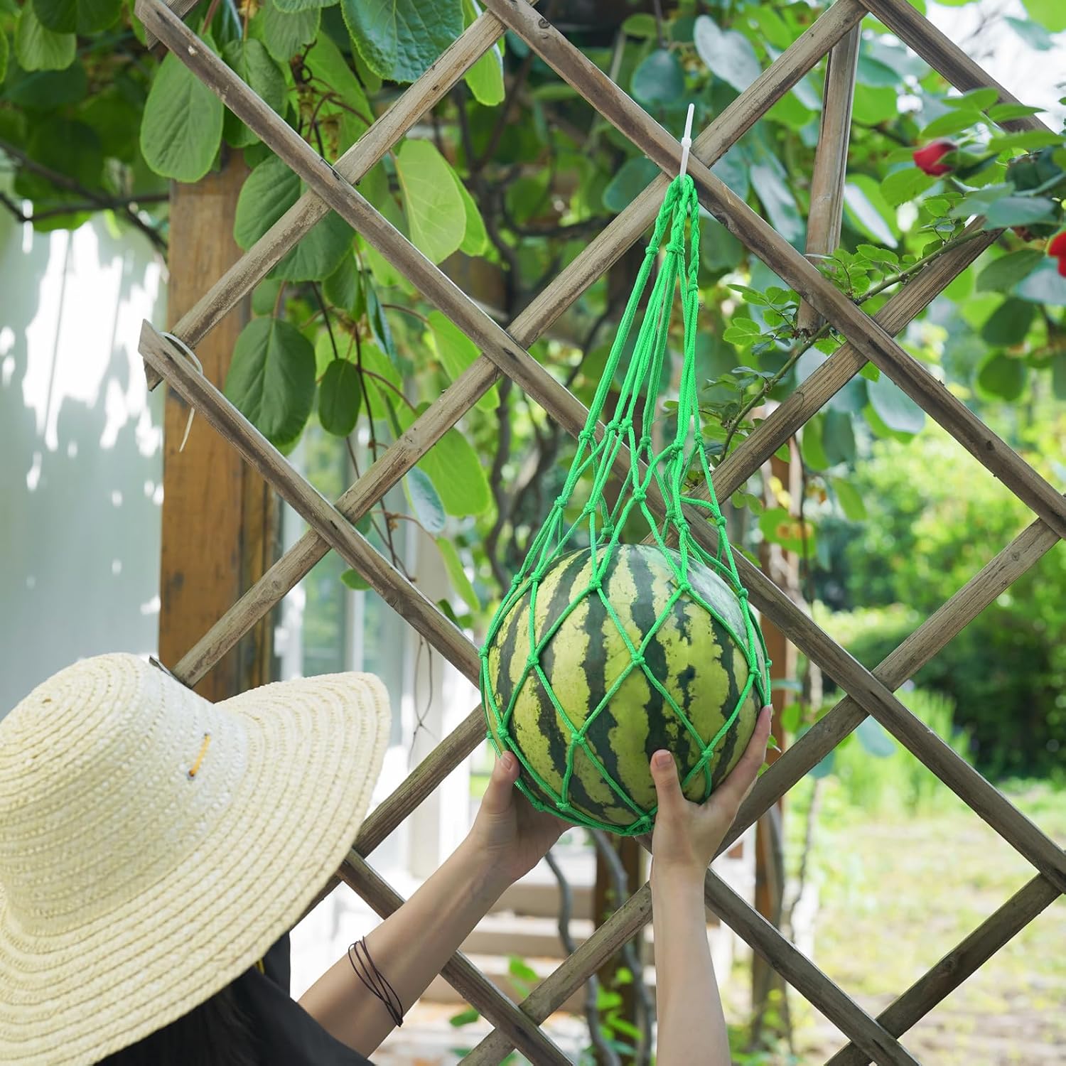 10Pack Melon Hammock Watermelon Nets with 20 Cable Zip Ties, Heavy Duty Watermelon Honeydew Net for Garden Trellis Vertical Garden Growing - Image 6