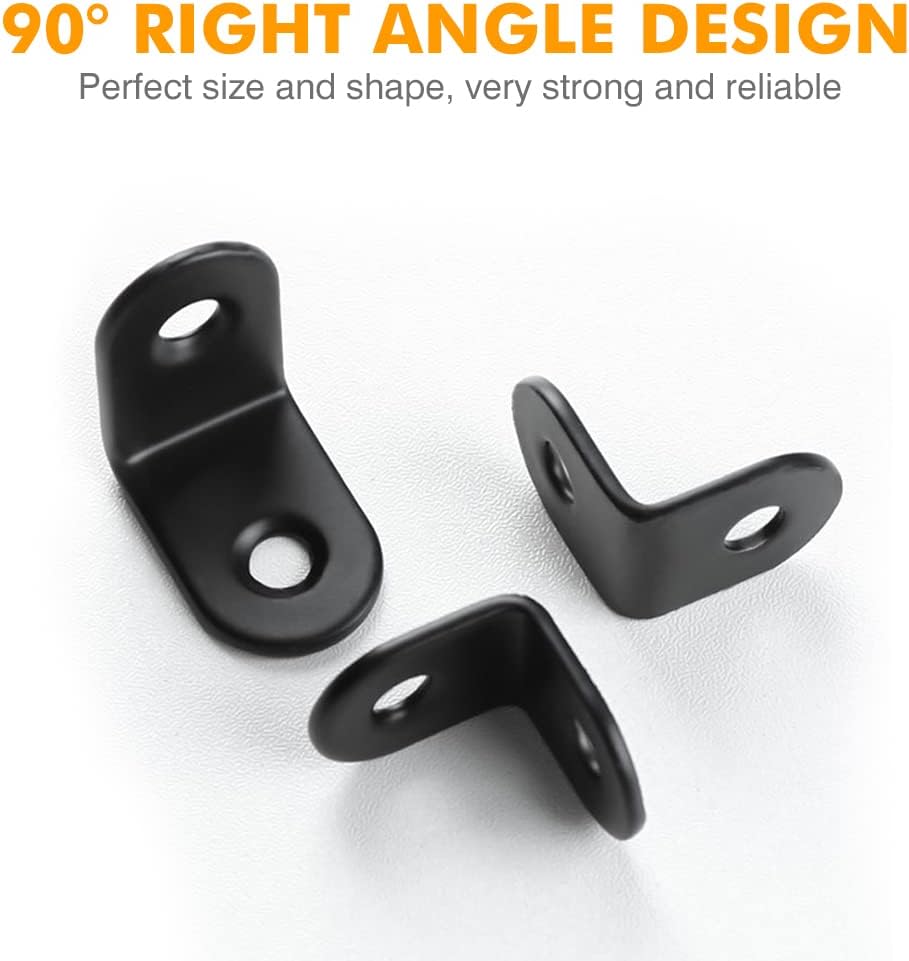 20PCS Small L Brackets, Black Iron Corner Mount Brackets with 40 Screws, Rust Resistant, Easy to Install, Multi-Purpose - Image 2
