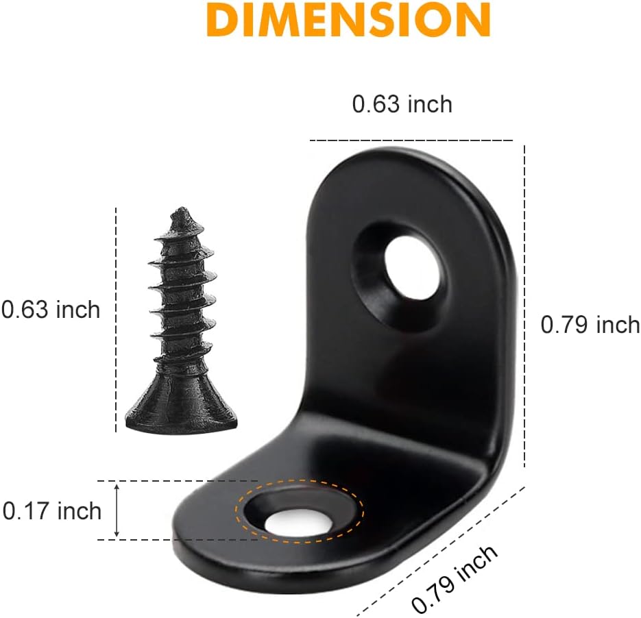 20PCS Small L Brackets, Black Iron Corner Mount Brackets with 40 Screws, Rust Resistant, Easy to Install, Multi-Purpose - Image 3