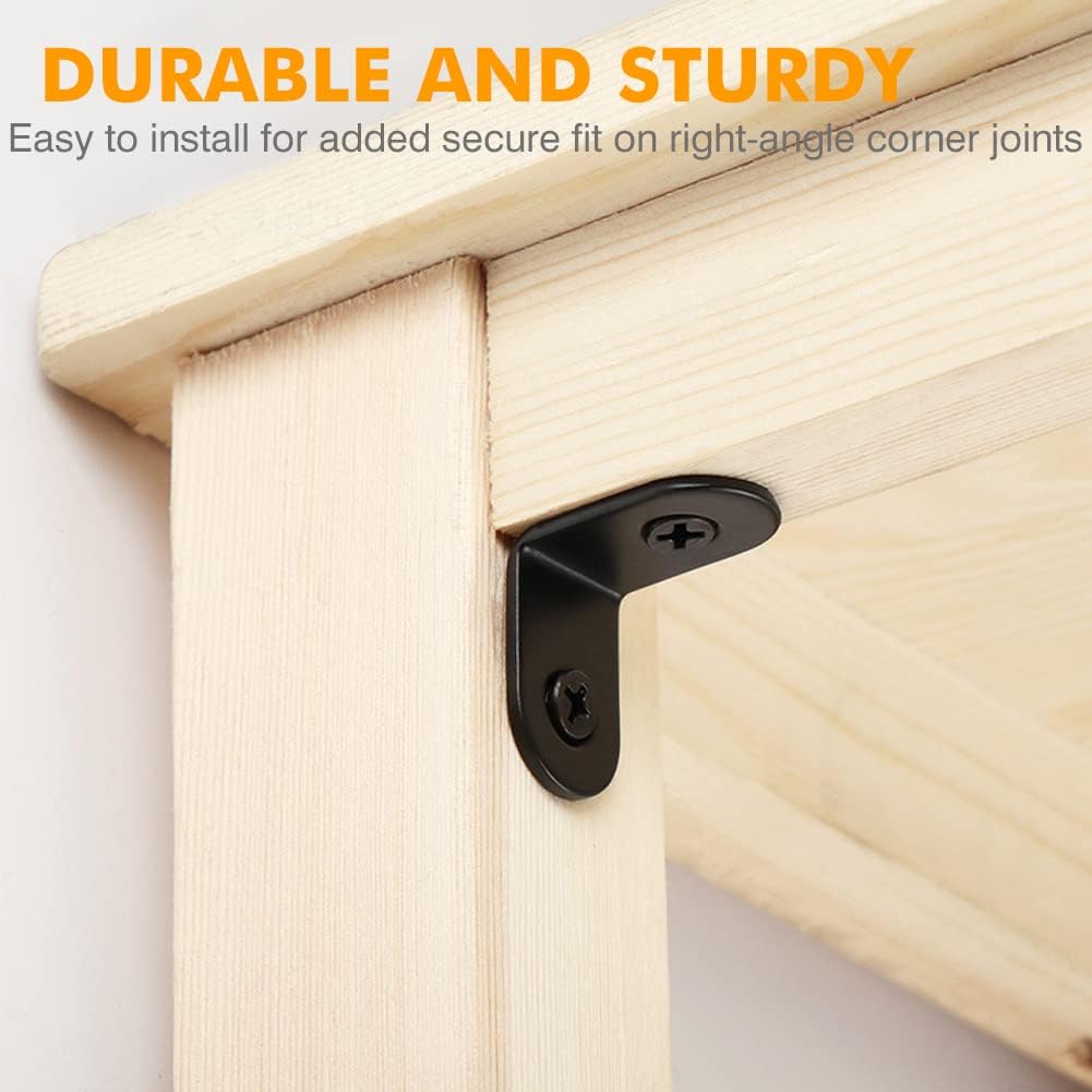 20PCS Small L Brackets, Black Iron Corner Mount Brackets with 40 Screws, Rust Resistant, Easy to Install, Multi-Purpose - Image 7