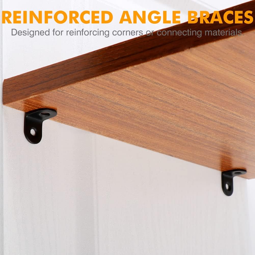 20PCS Small L Brackets, Black Iron Corner Mount Brackets with 40 Screws, Rust Resistant, Easy to Install, Multi-Purpose - Image 8