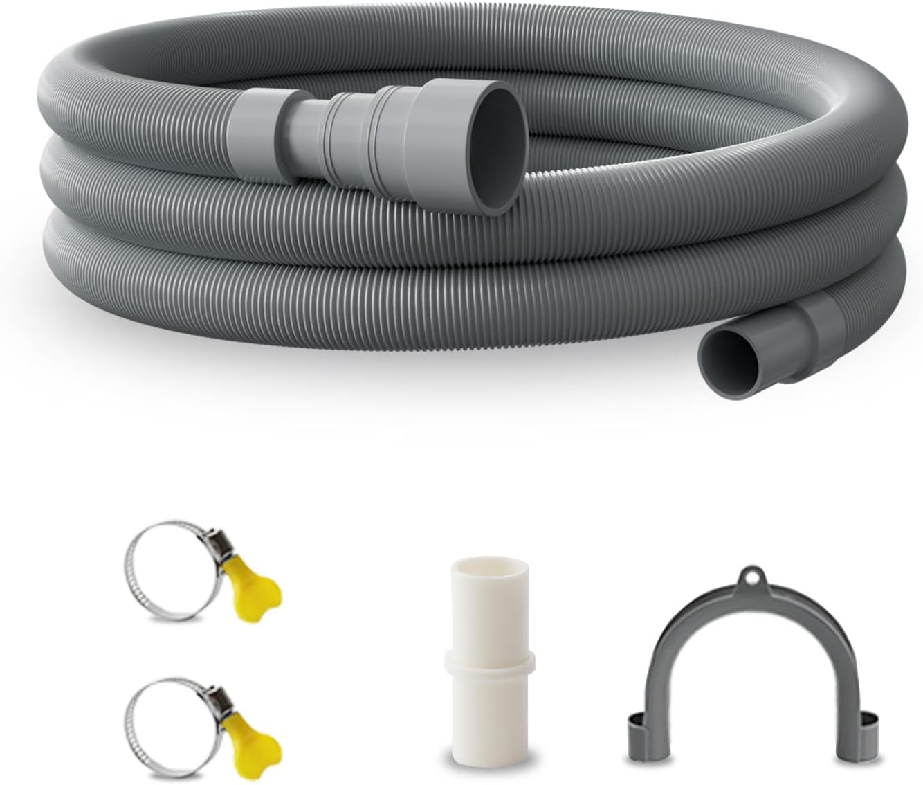 10 feet (3 Meters) Hose Universal Washing Machine Drain Hose Flexible Dishwasher Drain Hose Extension Corrugated Washer Discharge Hose Kit - Image 1