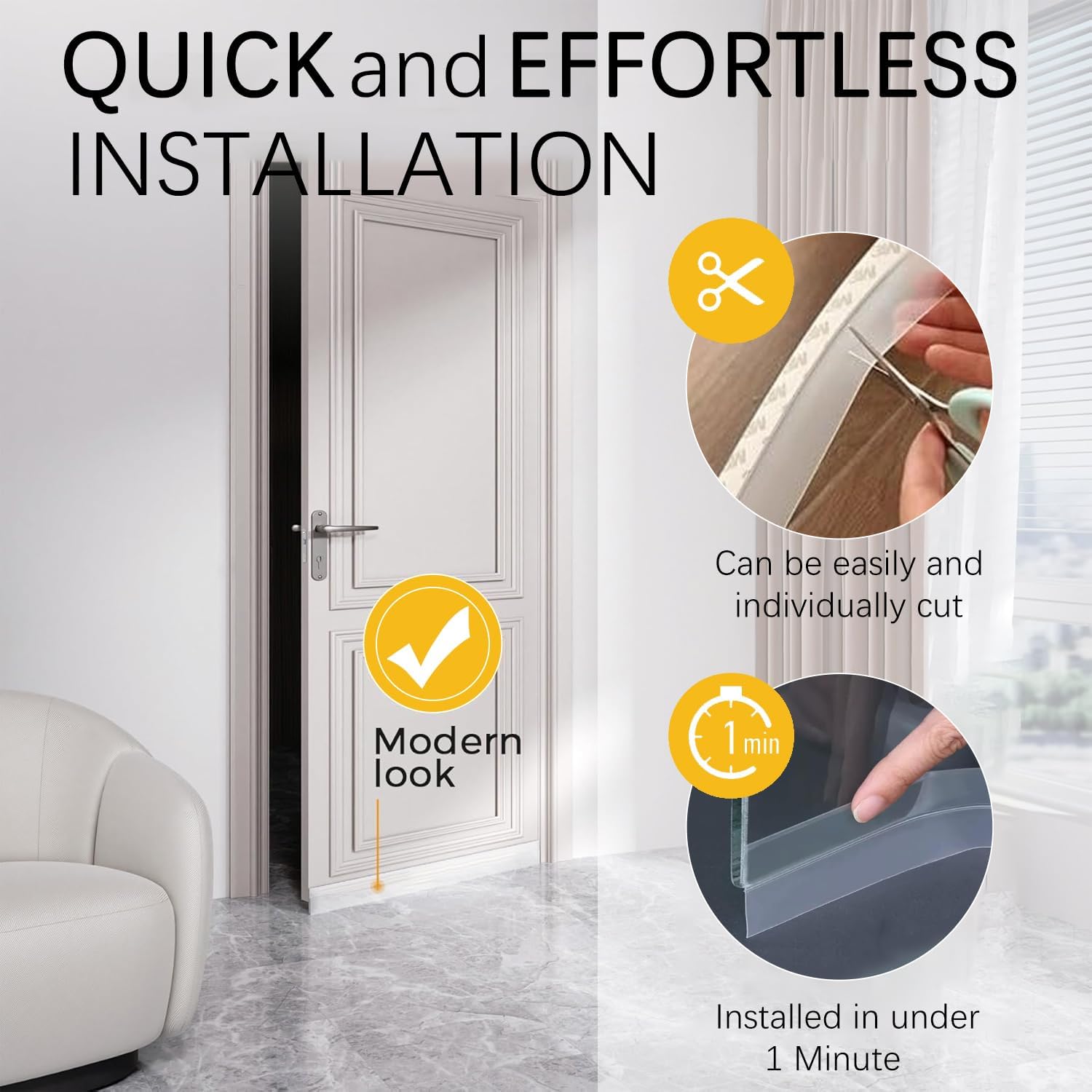 35MM Weather Stripping Door Seal, Silicone Glass Shower Door Seal Strip, Sealing Sticker Sealing Tape for Door Draft Stopper Adhesive for Doors Windows and Shower Glass Gaps, Transparent - 16 Feet - Image 5