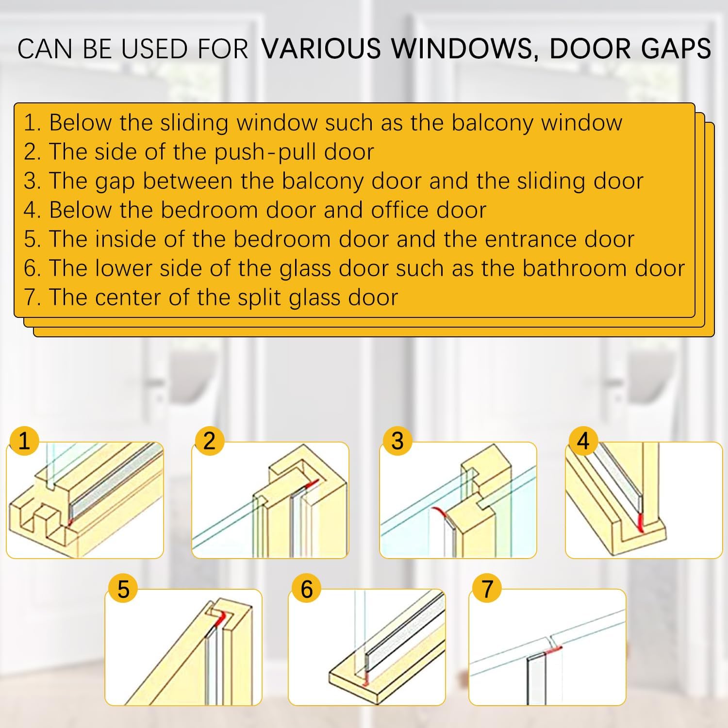35MM Weather Stripping Door Seal, Silicone Glass Shower Door Seal Strip, Sealing Sticker Sealing Tape for Door Draft Stopper Adhesive for Doors Windows and Shower Glass Gaps, Transparent - 16 Feet - Image 6