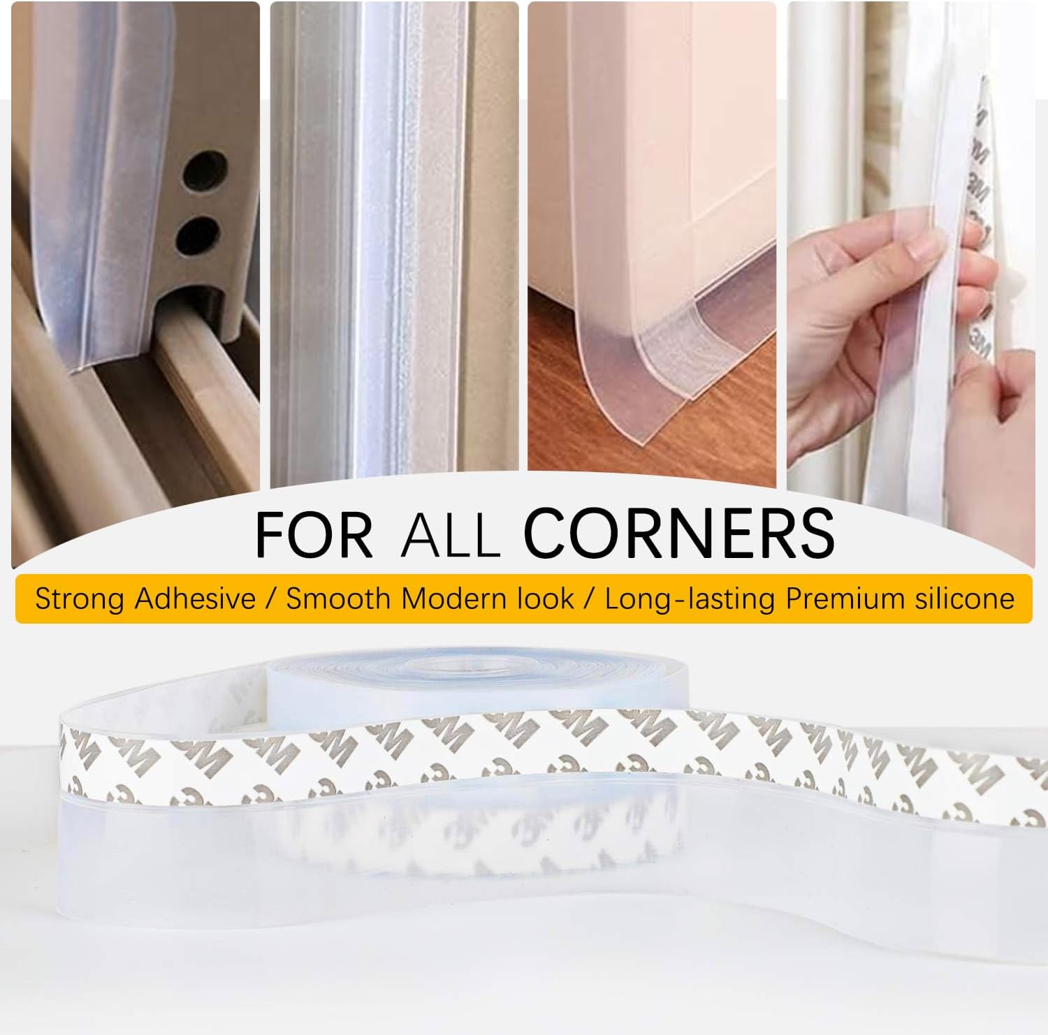 35MM Weather Stripping Door Seal, Silicone Glass Shower Door Seal Strip, Sealing Sticker Sealing Tape for Door Draft Stopper Adhesive for Doors Windows and Shower Glass Gaps, Transparent - 16 Feet - Image 7