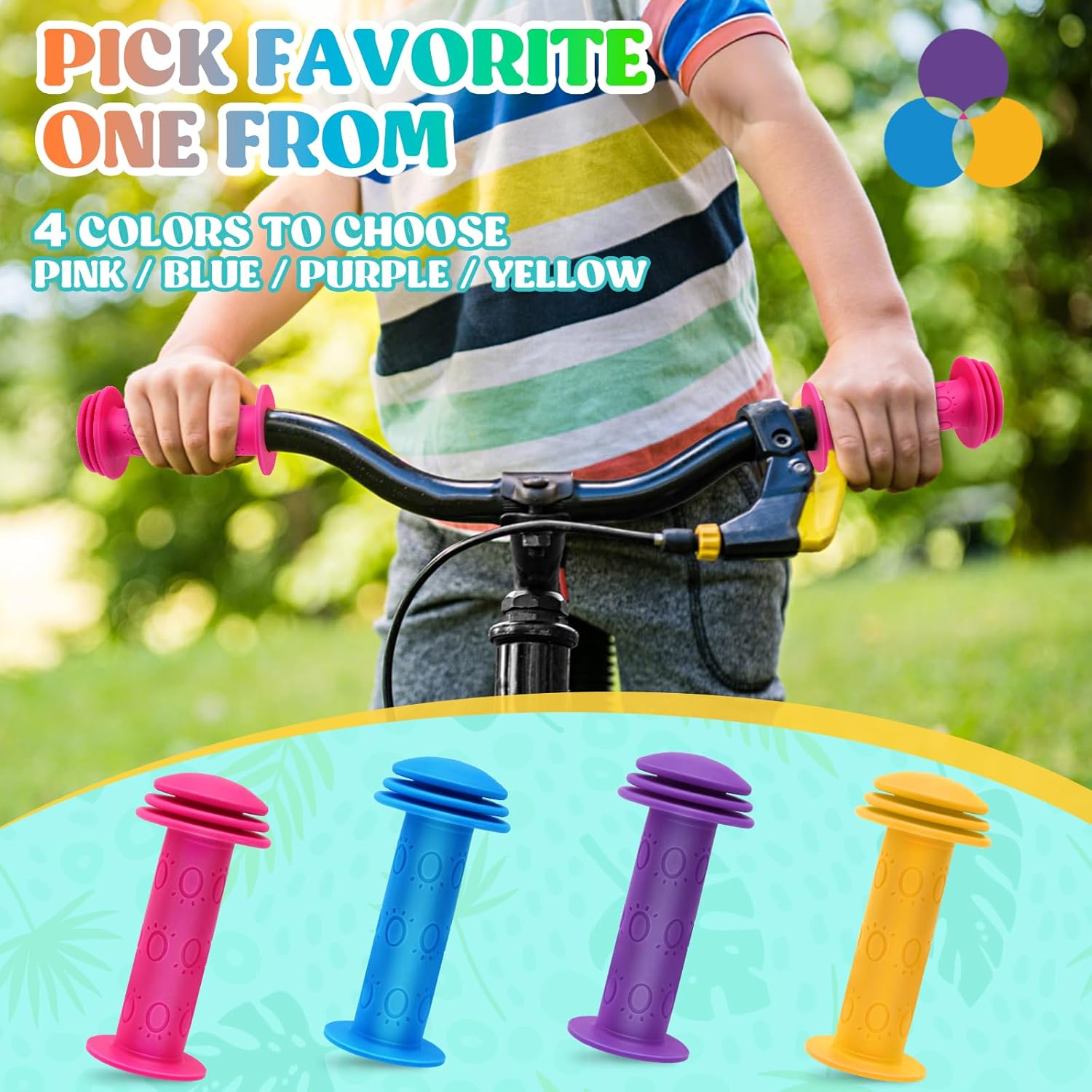 Kids Bike Handlebar Grips,Bike Handle Grips for Boys Girls,105mm Non-Slip Soft Rubber with Mushroom Suitable for Kids Bike - Image 5