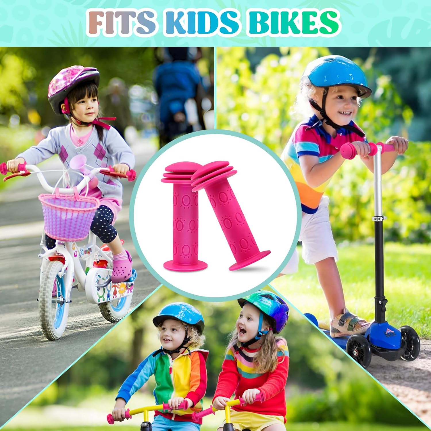 Kids Bike Handlebar Grips,Bike Handle Grips for Boys Girls,105mm Non-Slip Soft Rubber with Mushroom Suitable for Kids Bike - Image 6