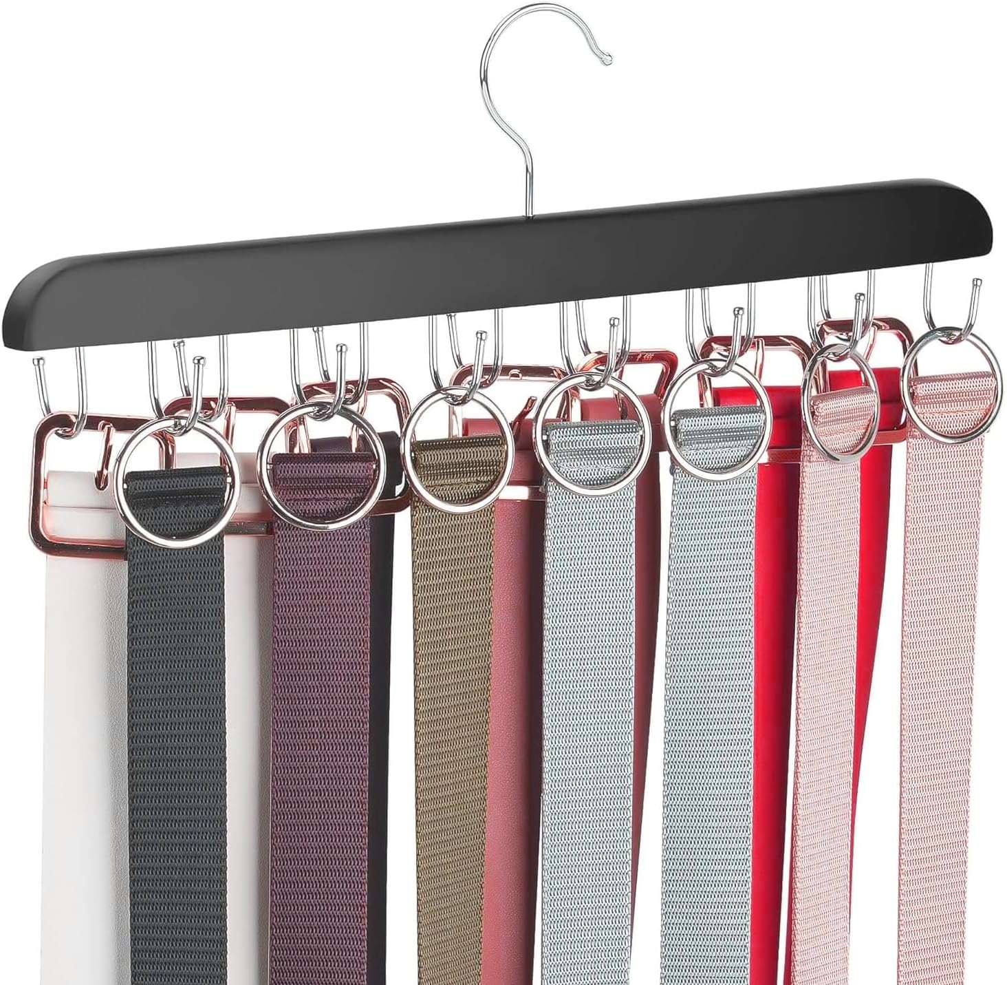 Belt Hanger Belt Organizer Tie Rack Tank Top Bra Hanger Tie Hanger Bra Organizer for Closet with 14 Hooks,Upgraded 360°Rotating,Space Saver for Underwear & Tie Storage 1pcs - Image 1