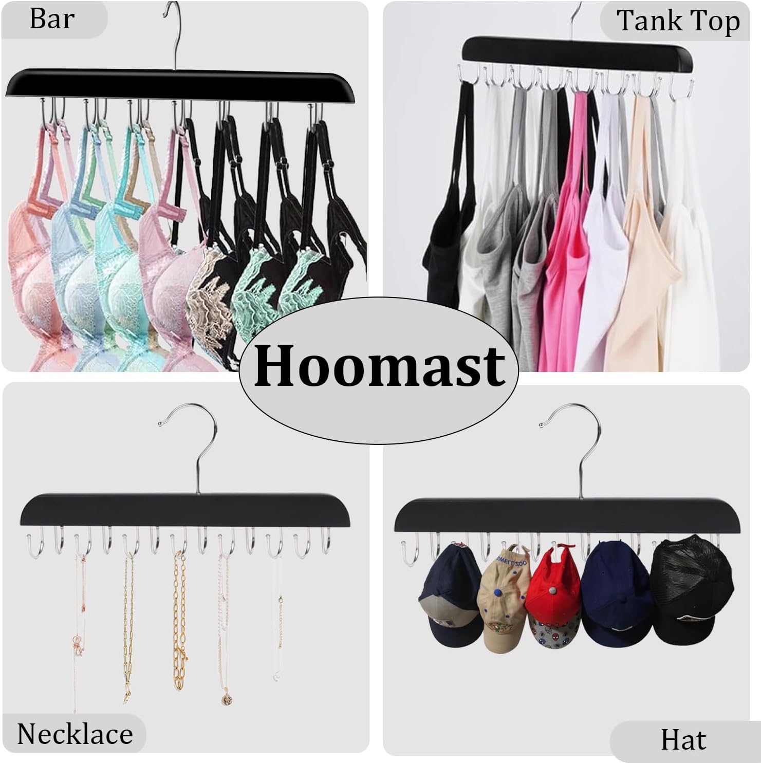 Belt Hanger Belt Organizer Tie Rack Tank Top Bra Hanger Tie Hanger Bra Organizer for Closet with 14 Hooks,Upgraded 360°Rotating,Space Saver for Underwear & Tie Storage 1pcs - Image 2